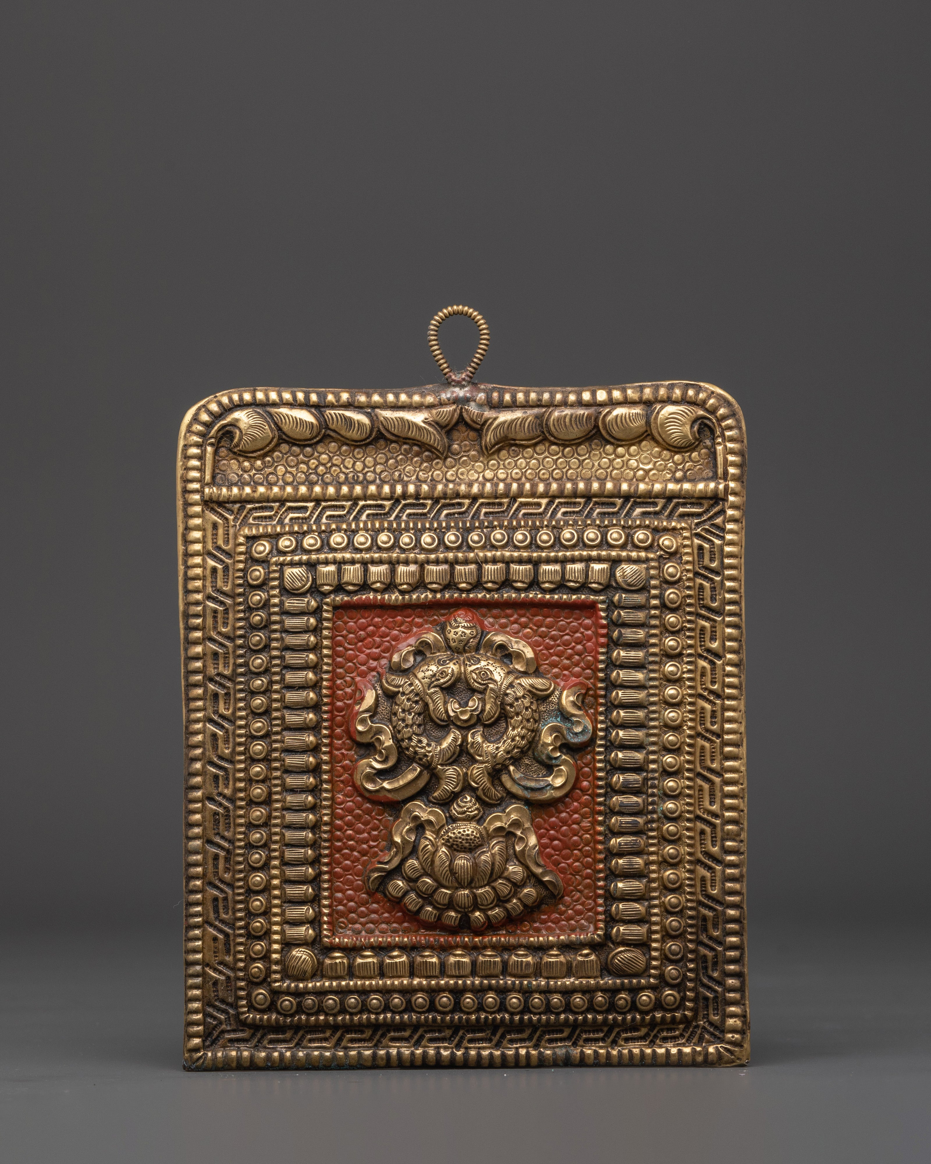 Tibetan Ashtamangala Wall Hanging | Brass Eight Auspicious Symbols Buddhist Decor