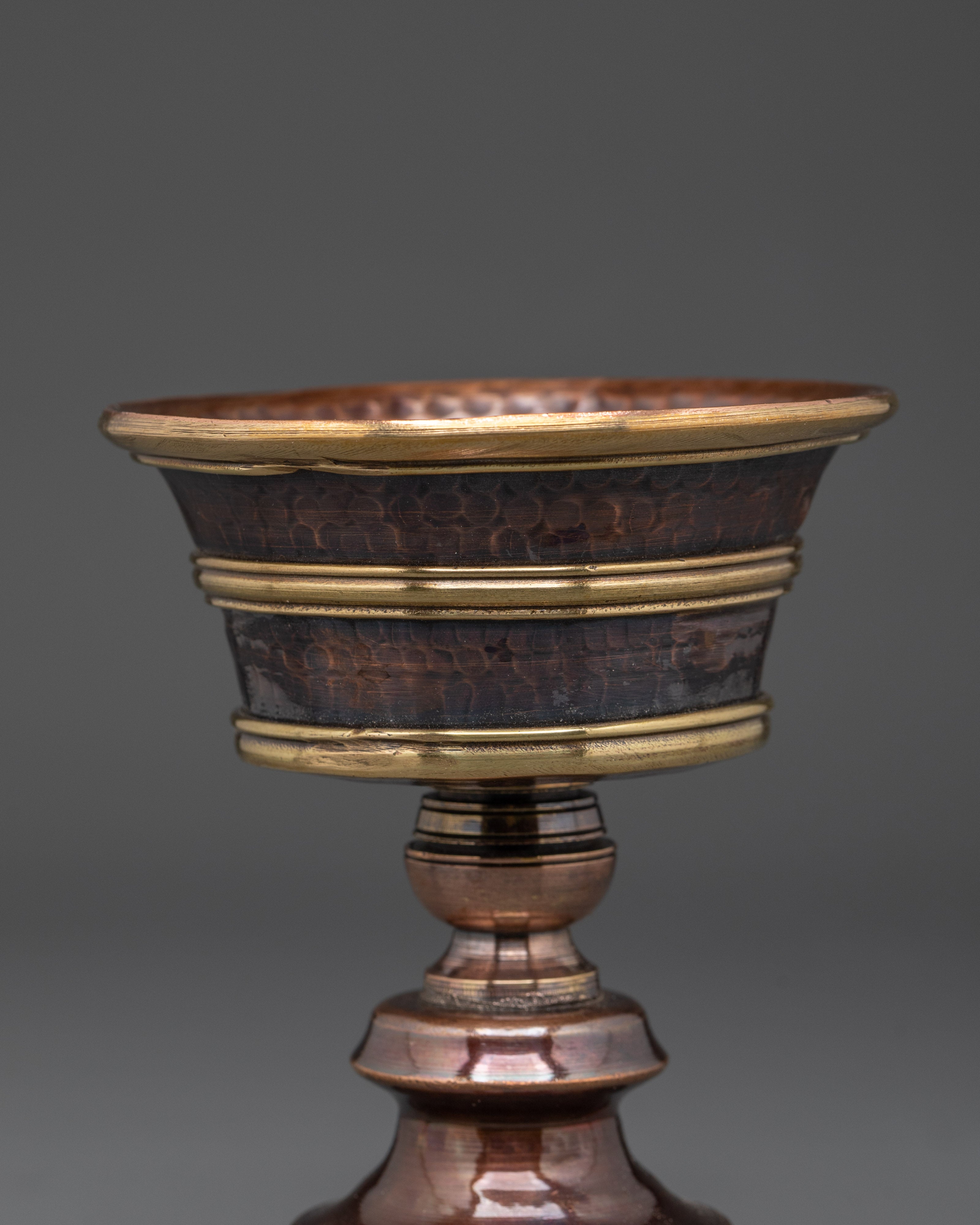 Buddhist Ceremony Butter Lamp | Handcrafted Copper and Brass Ritual Lamp