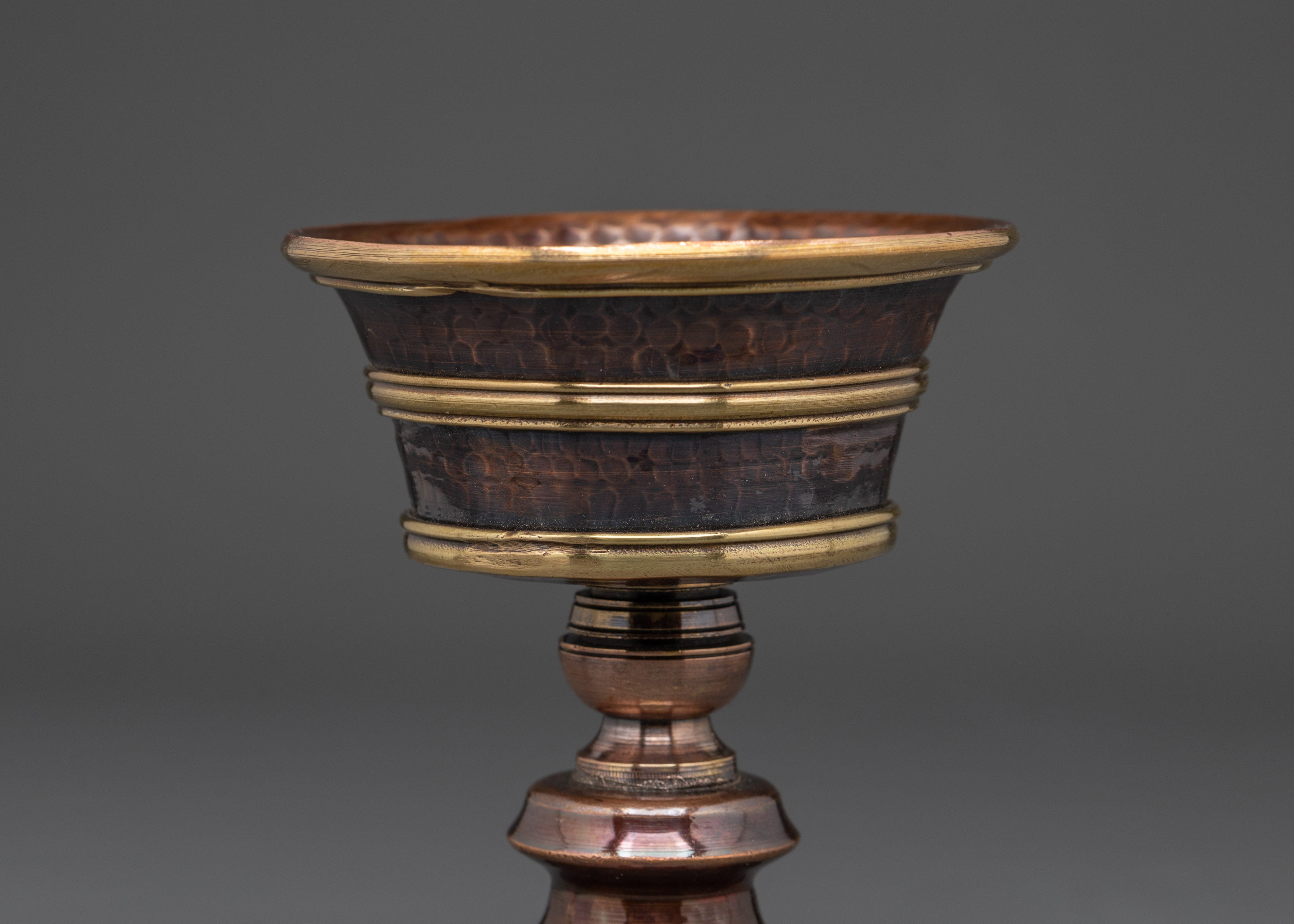 Buddhist Ceremony Butter Lamp | Handcrafted Copper and Brass Ritual Lamp