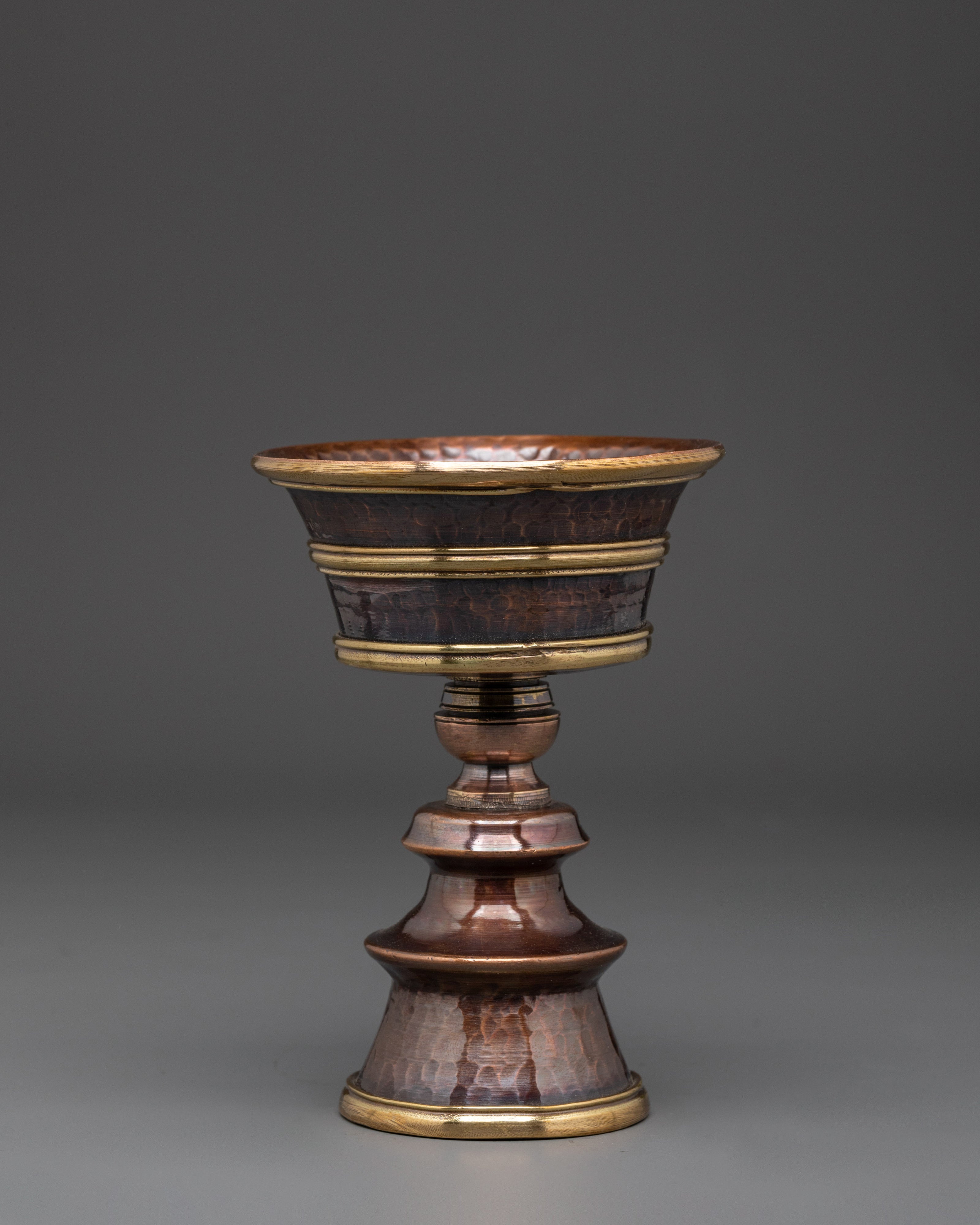 Buddhist Ceremony Butter Lamp | Handcrafted Copper and Brass Ritual Lamp