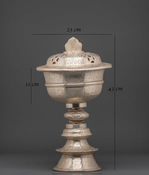 Silver Coated Butter Lamp | Meditation Ritual Item