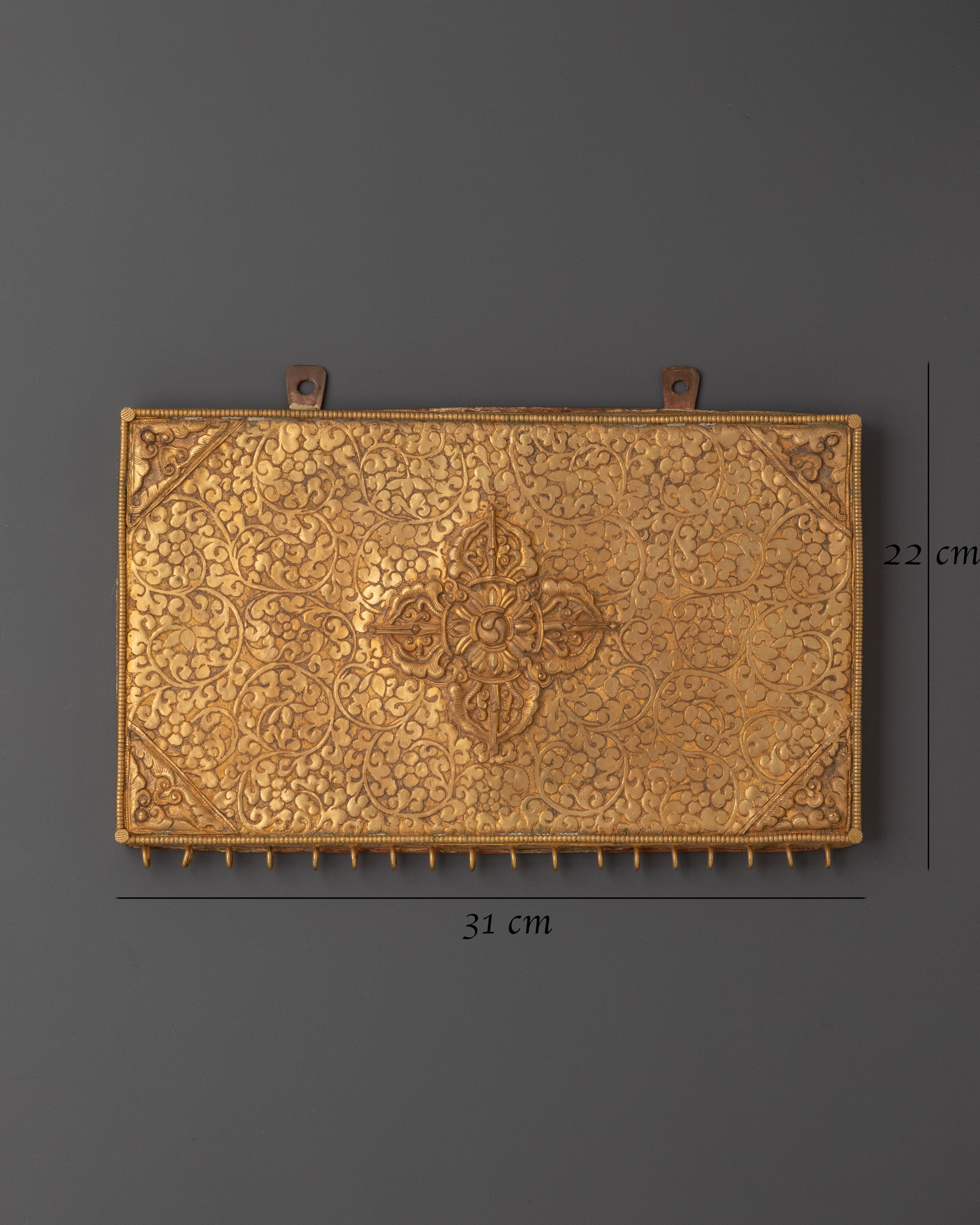 Bisho Vajra Wall Hanging | Gold Plated Copper Tibetan Art