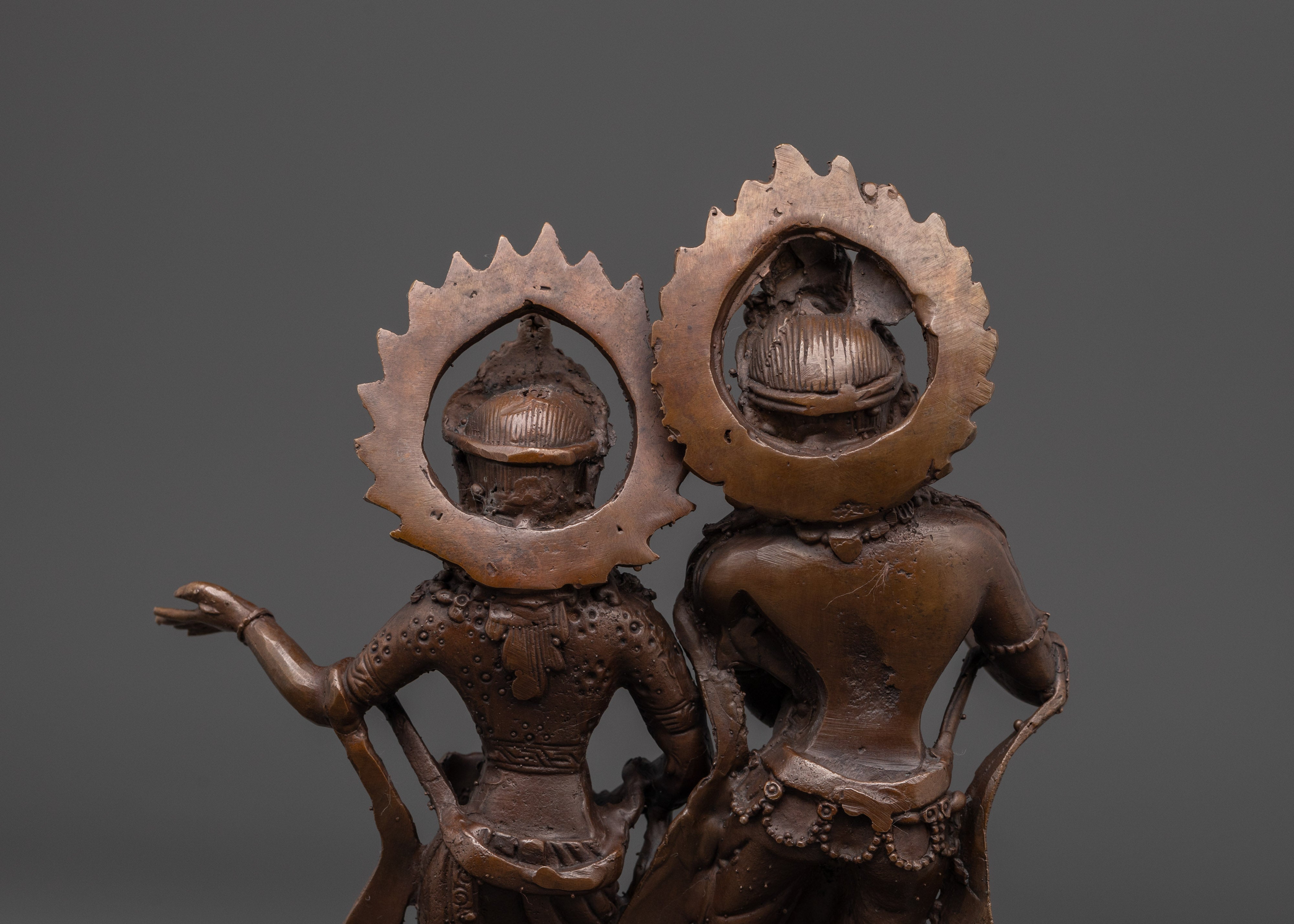 Krishna and Radha Brass Statue | Spiritual Hindu Deity Sculpture