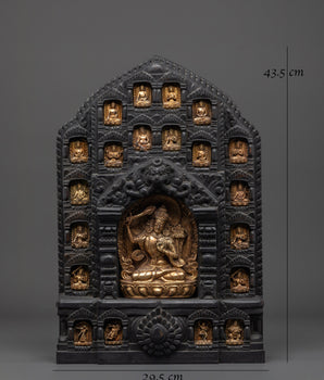 Gold Plated Manjushri Statue with Wooden Frame | Tibetan Bodhisattva of Wisdom