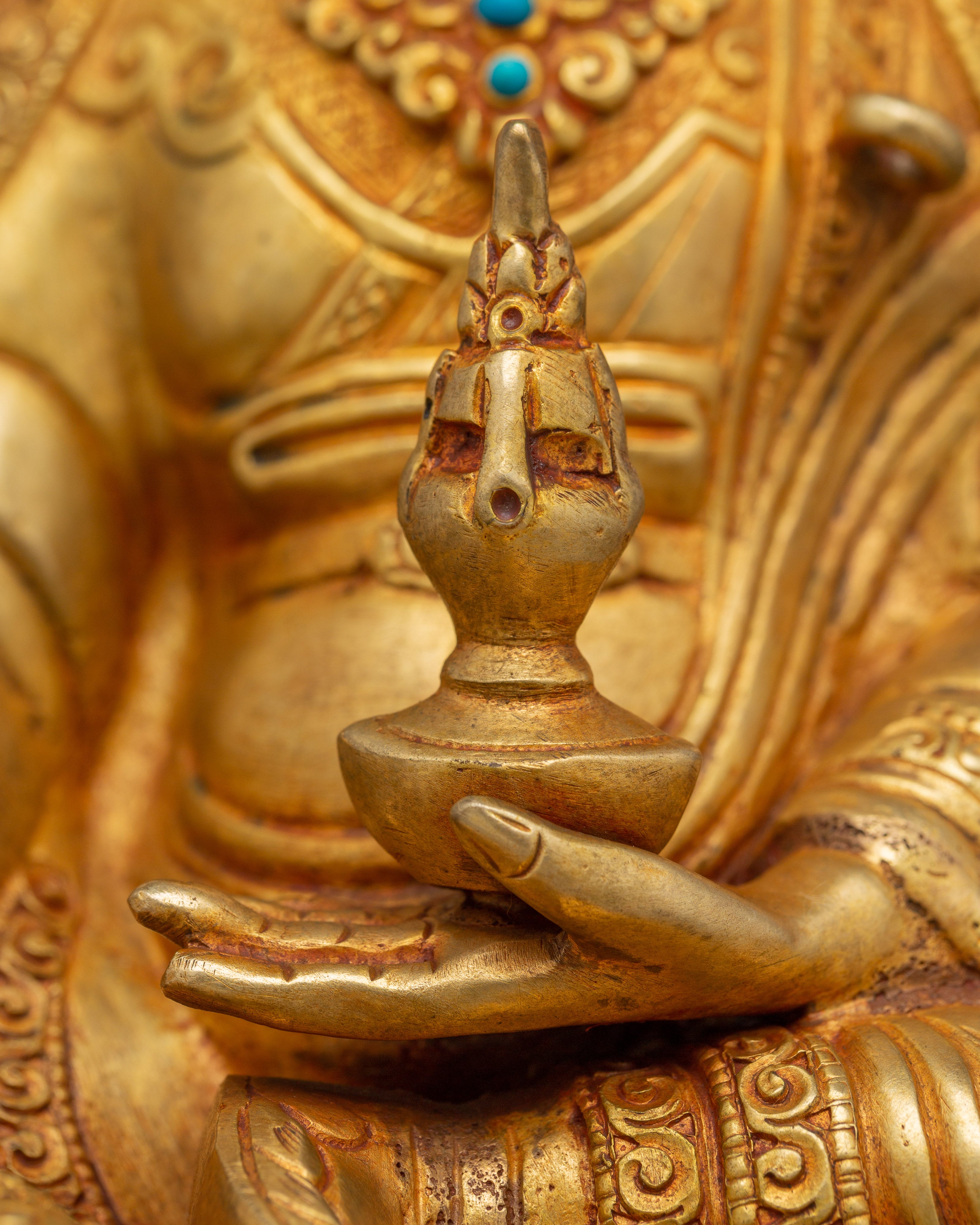 Sacred Statue of Lotus-Born Guru Rinpoche | Handcrafted Tibetan Buddhist Art
