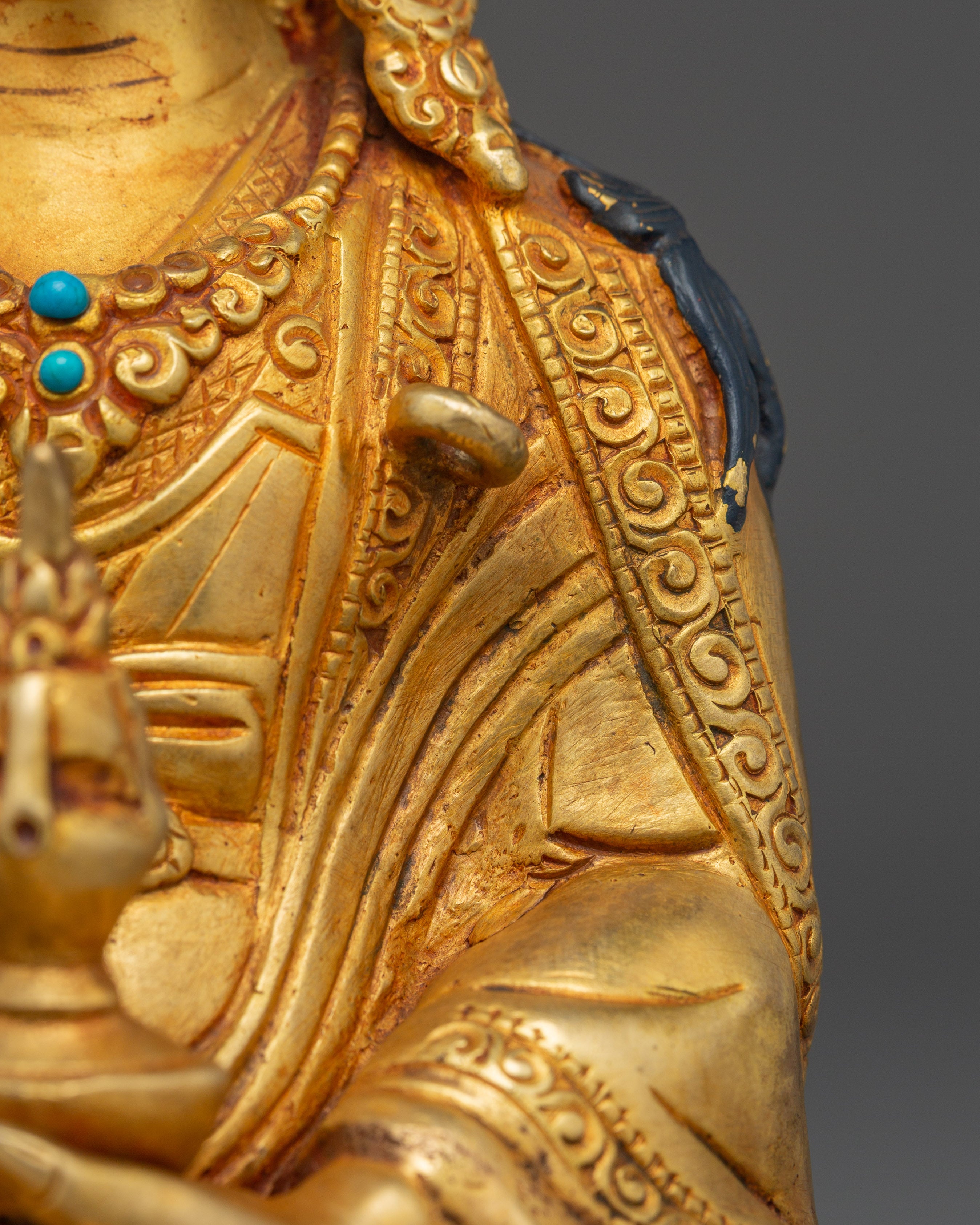 Sacred Statue of Lotus-Born Guru Rinpoche | Handcrafted Tibetan Buddhist Art