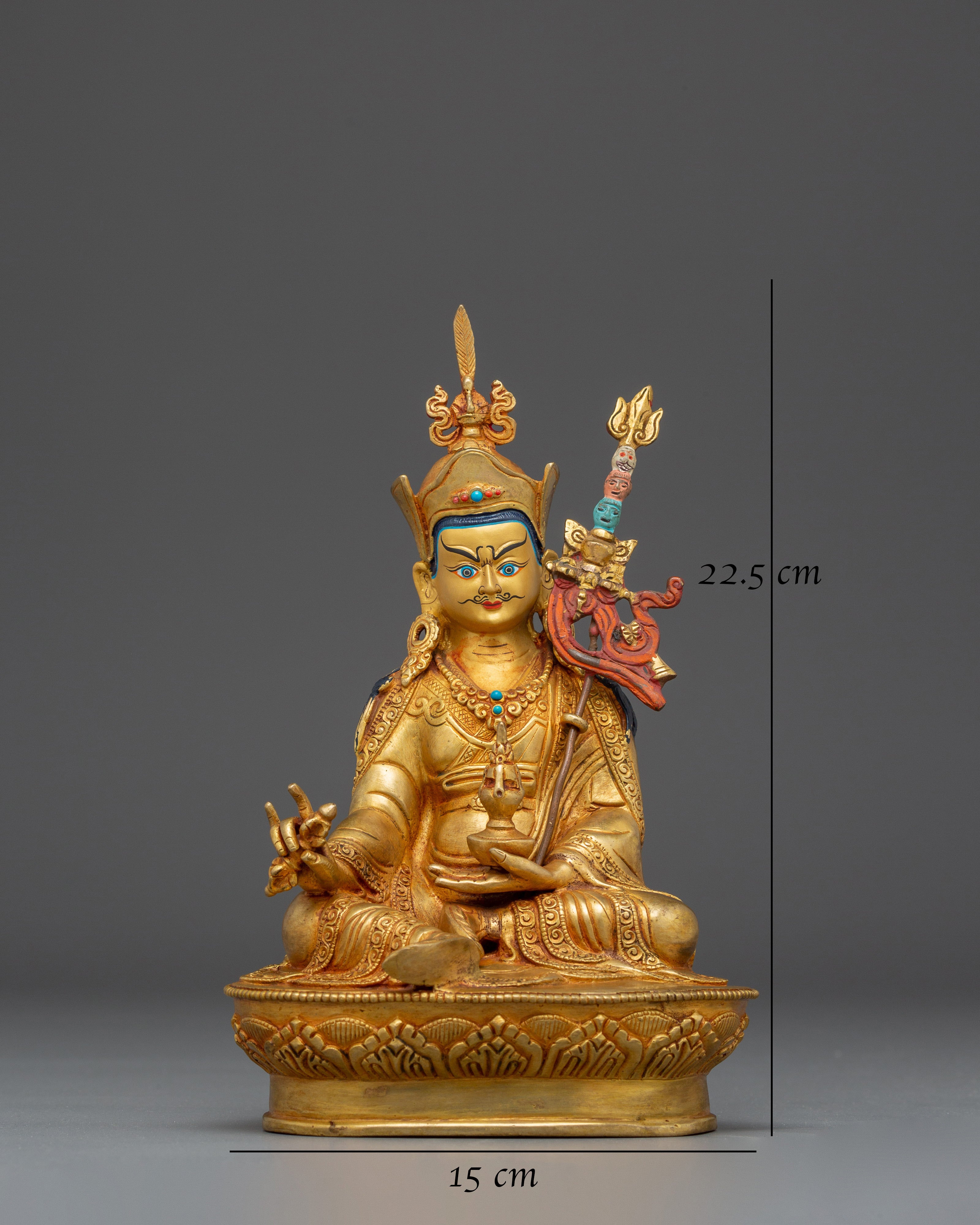 Sacred Statue of Lotus-Born Guru Rinpoche | Handcrafted Tibetan Buddhist Art