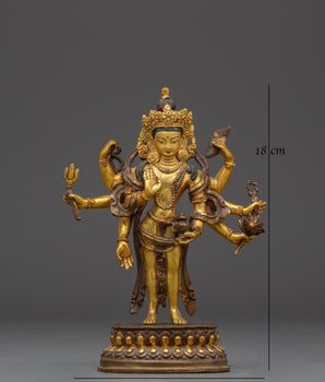 Spiritual Statue of Bodhisattva Lokeshwor | Copper and Gold Gilded Sculpture