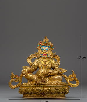 Wealth Icon Dzambhala Handmade Statue | Copper Body, Gold Gilded, Acrylic Color