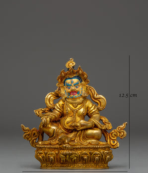 Sacred Dzambala Statue for Abundance | Copper Body, Gold Gilded, Acrylic Color