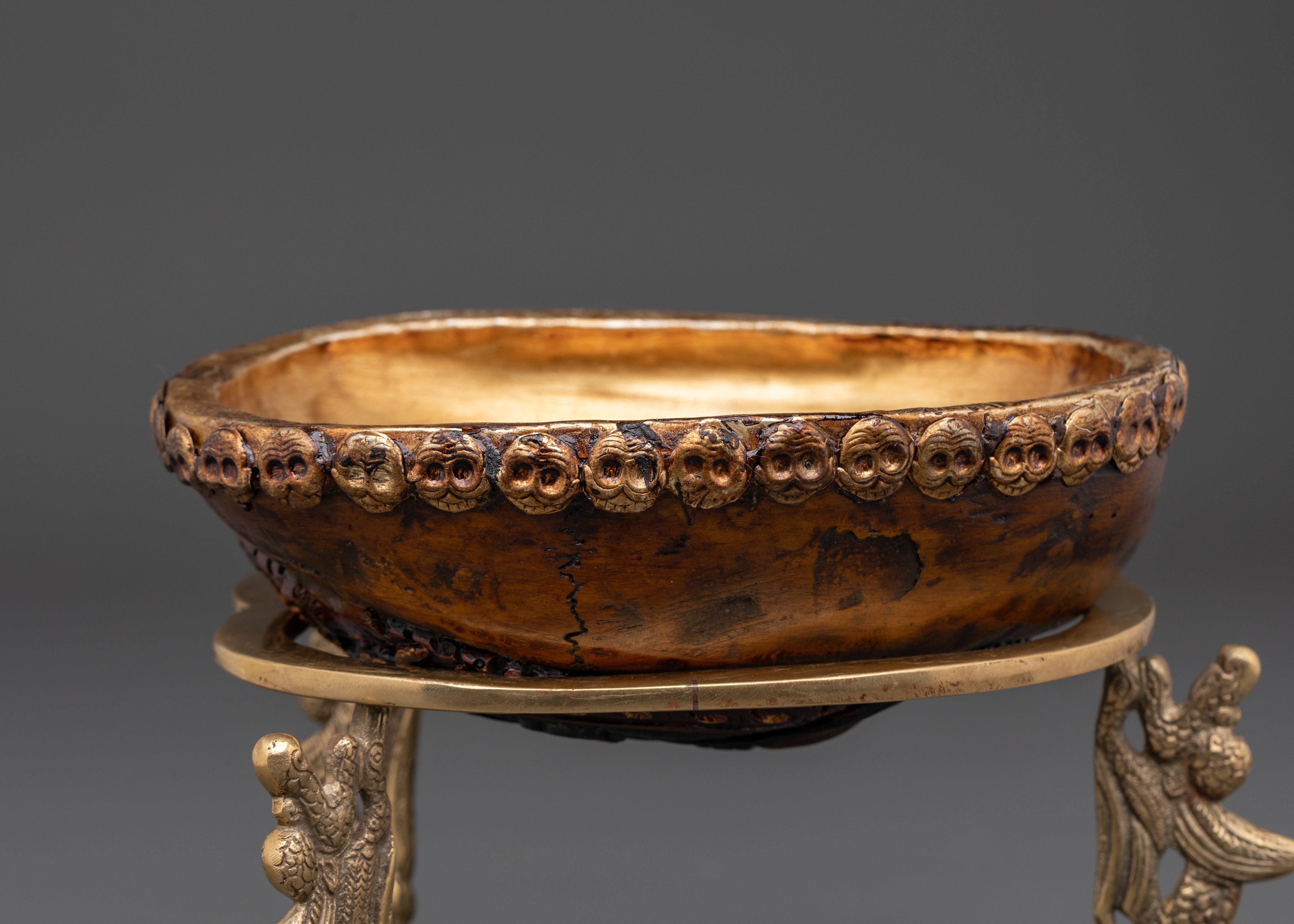 Handcrafted Sacred Kapala Vessel | Brass and Copper Base