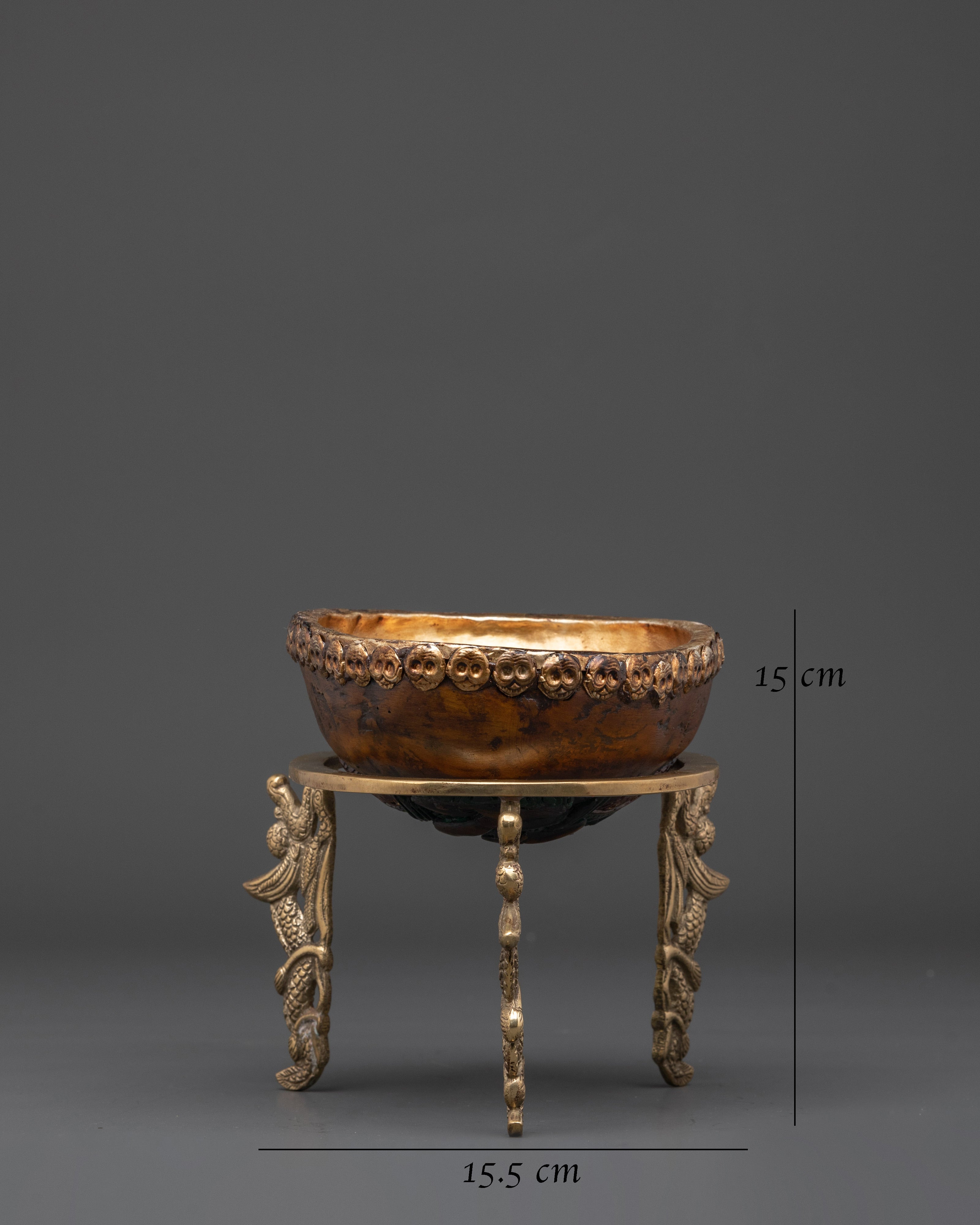 Handcrafted Sacred Kapala Vessel | Brass and Copper Base