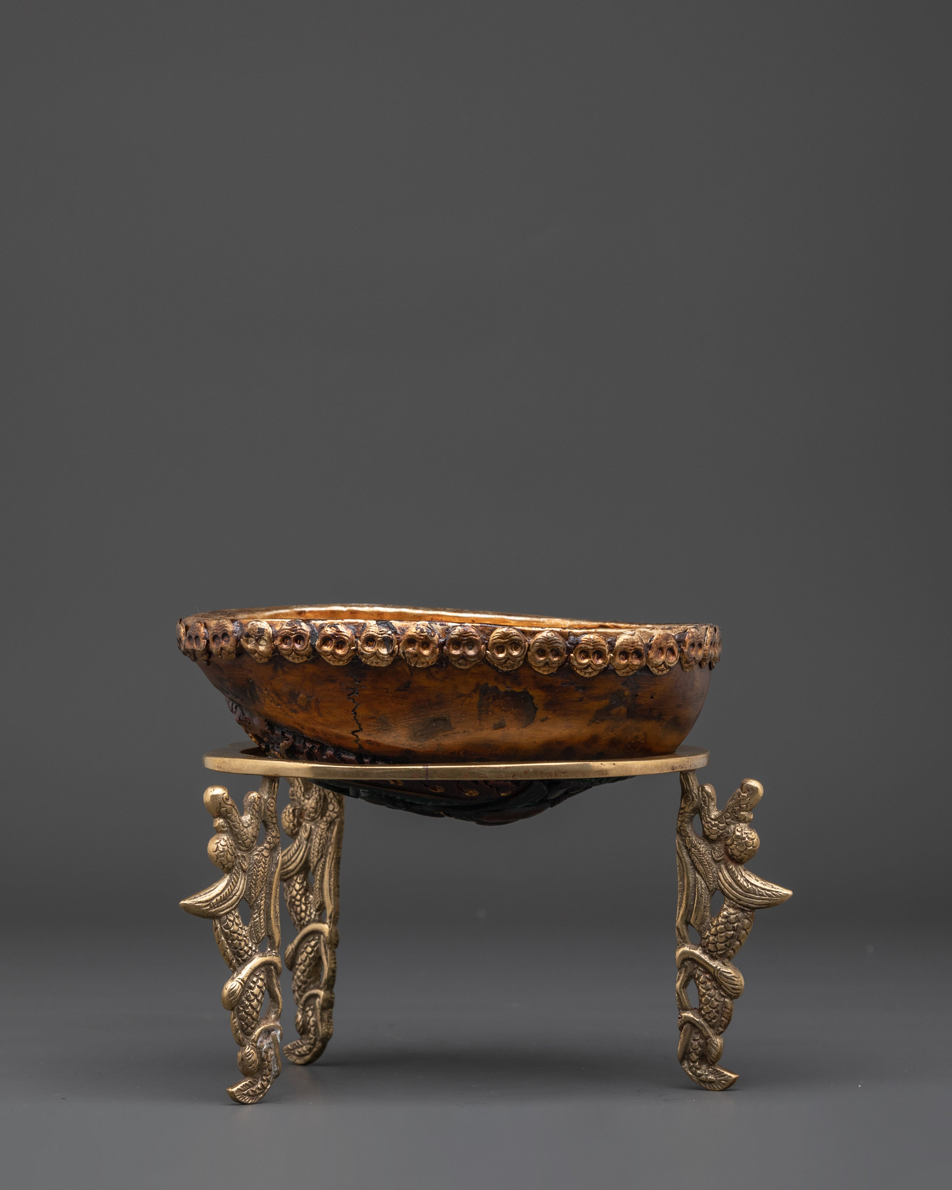 Handcrafted Sacred Kapala Vessel | Brass and Copper Base