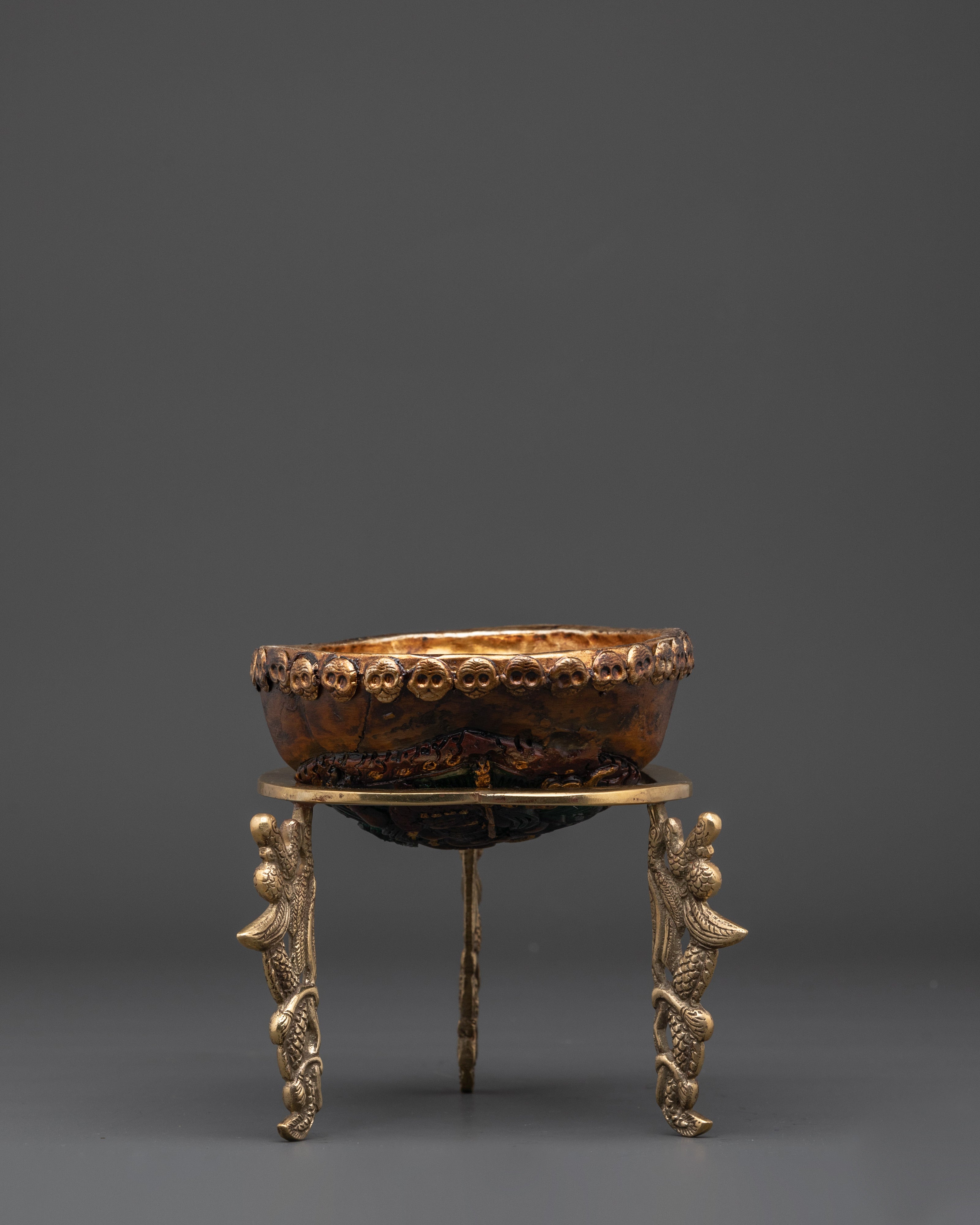 Handcrafted Sacred Kapala Vessel | Brass and Copper Base
