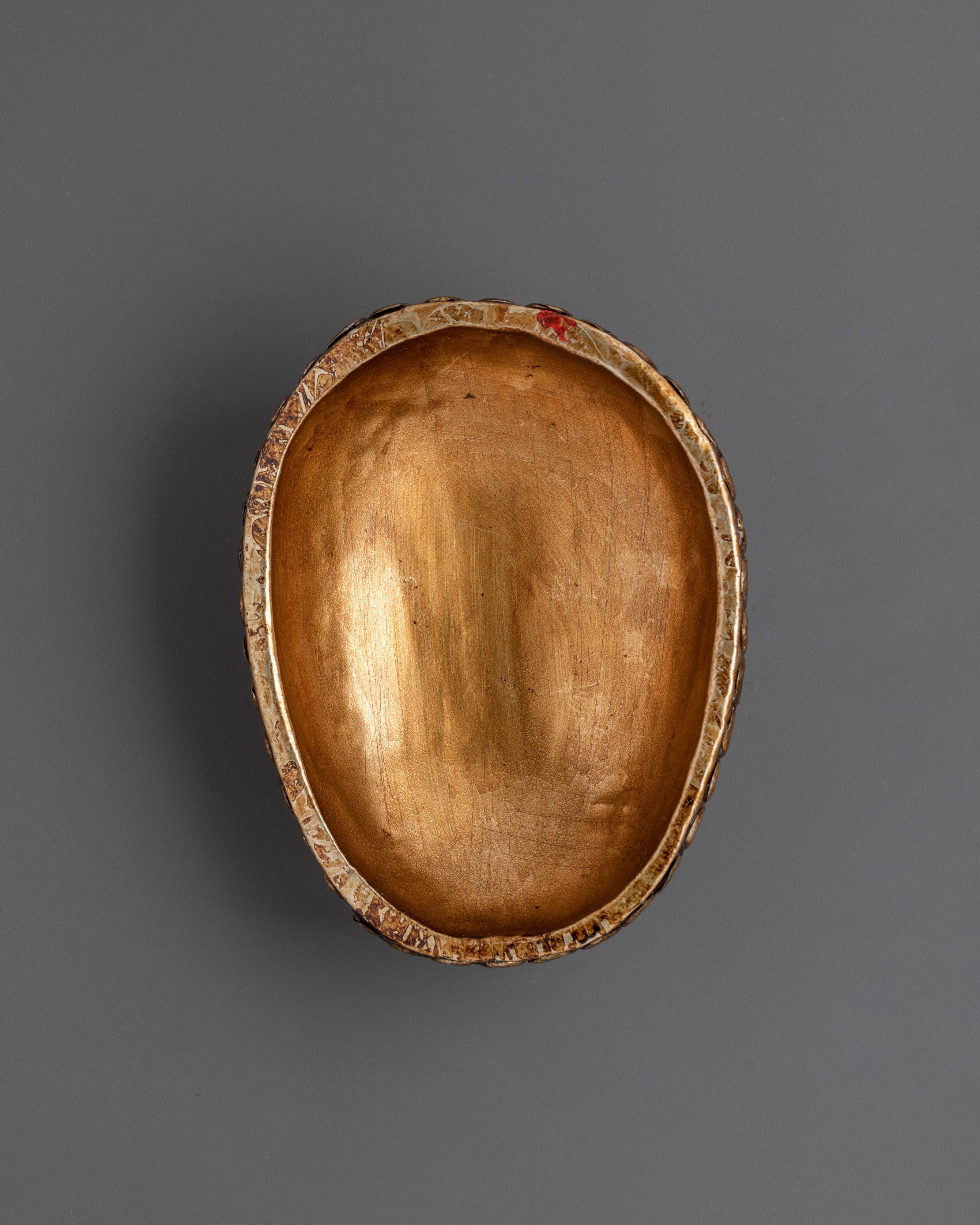 Handcrafted Kapala Ritual Bowl with Brass Stand | Skull Cup for Offering