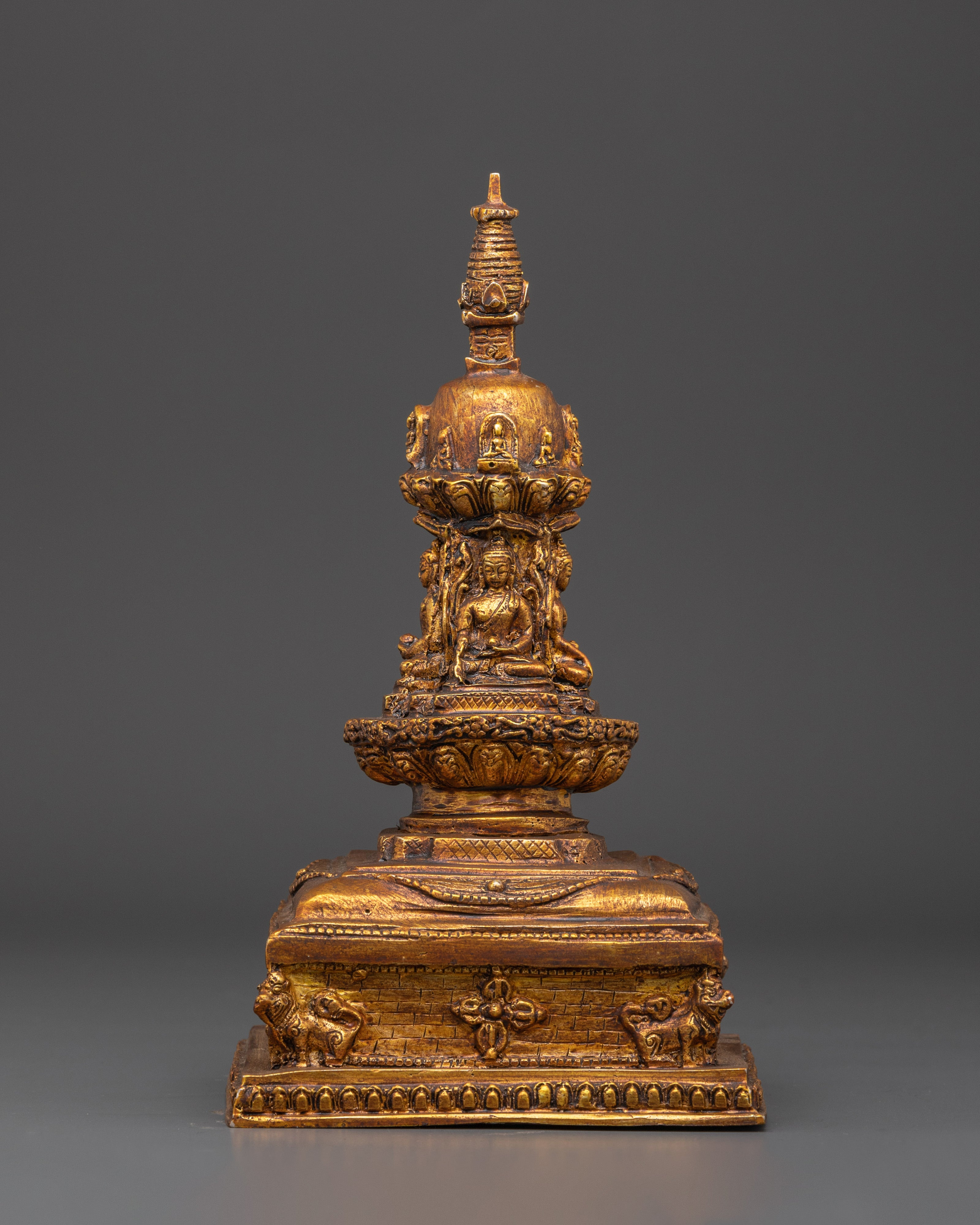 Tibetan Brass Altar Stupa | Handcrafted Buddhist Stupa Statue
