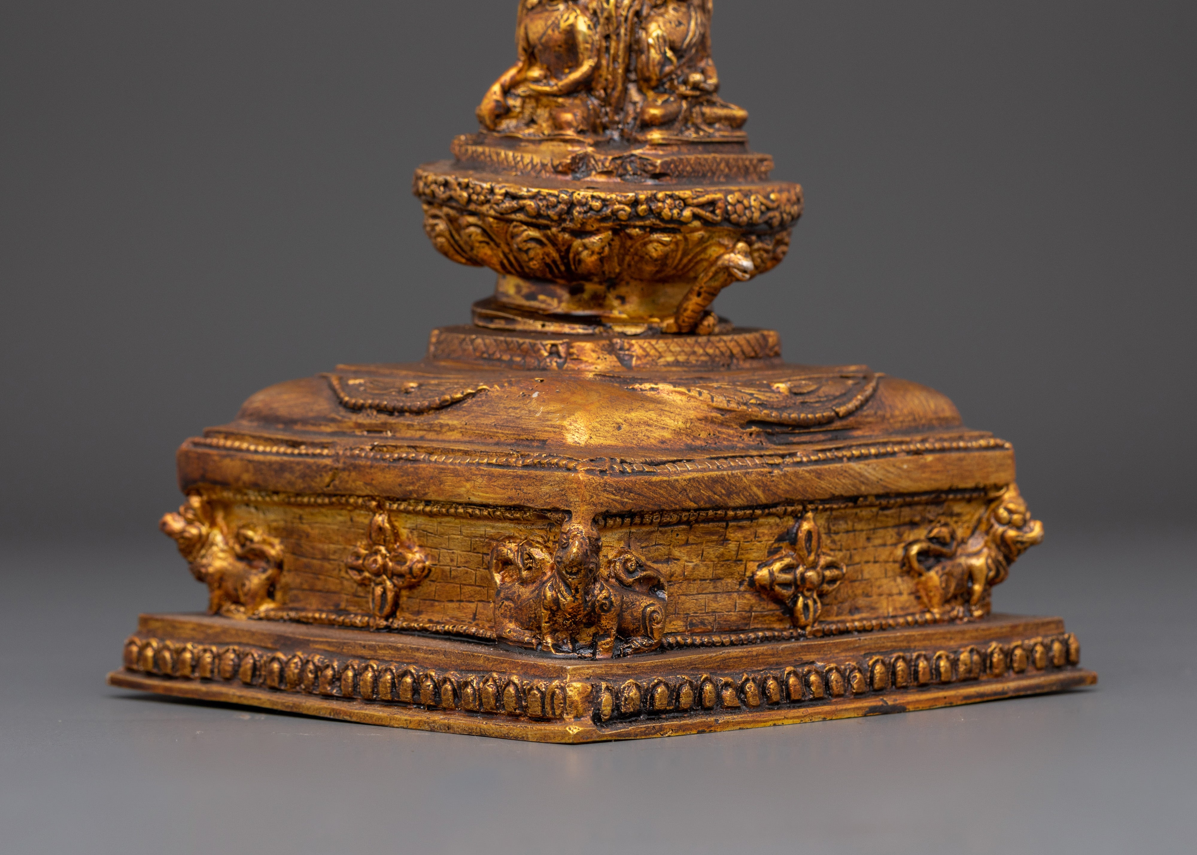 Tibetan Brass Altar Stupa | Handcrafted Buddhist Stupa Statue
