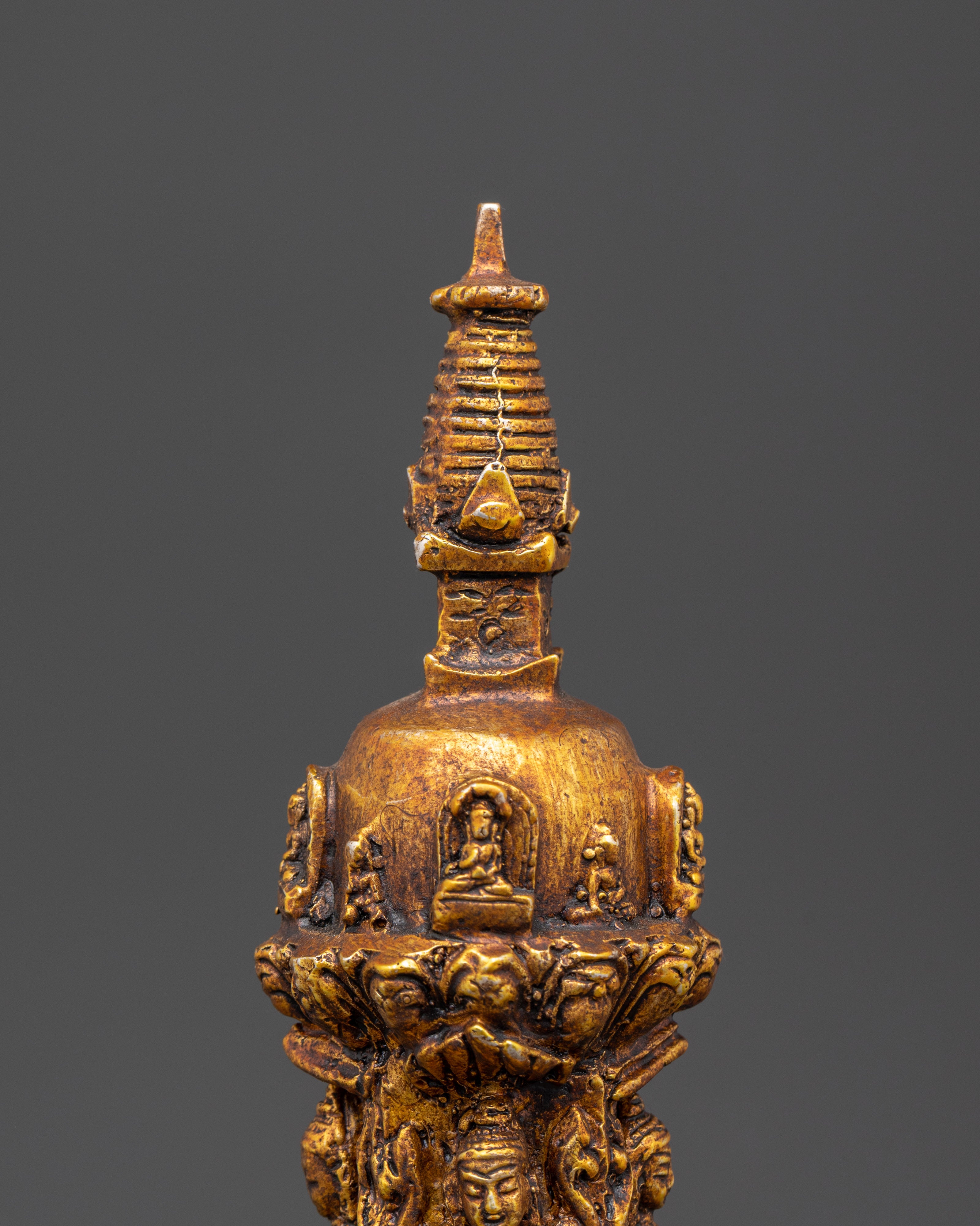 Tibetan Brass Altar Stupa | Handcrafted Buddhist Stupa Statue