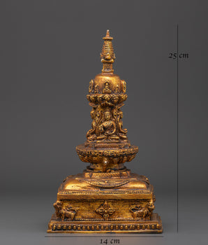 Tibetan Brass Altar Stupa | Handcrafted Buddhist Stupa Statue