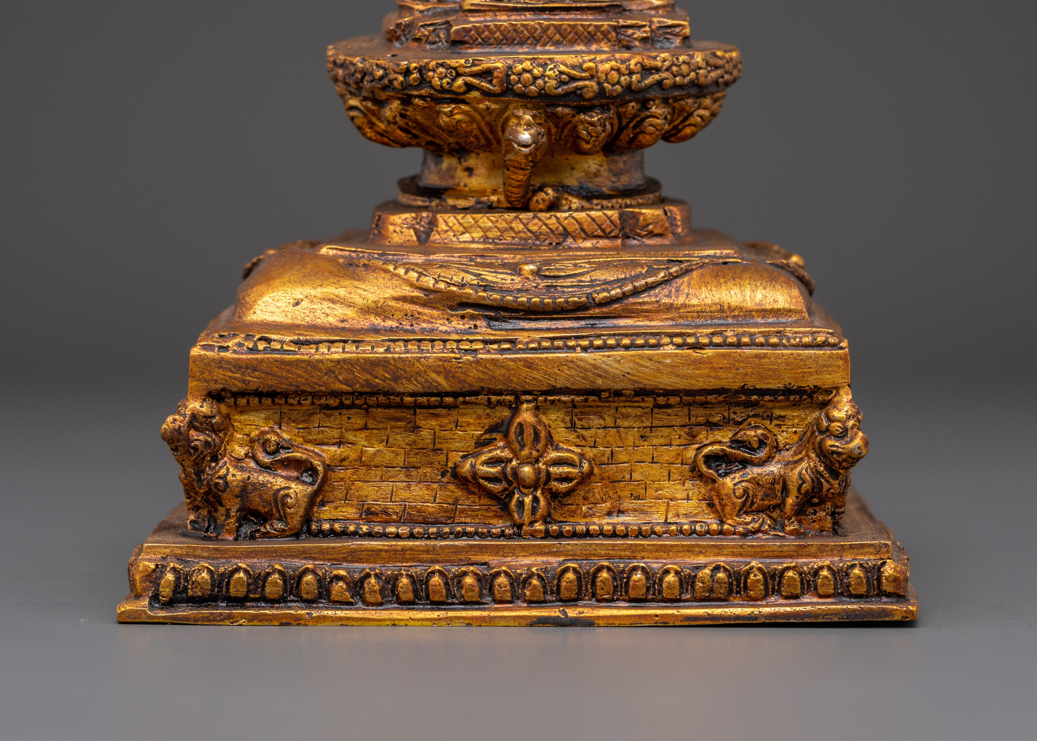Tibetan Brass Altar Stupa | Handcrafted Buddhist Stupa Statue