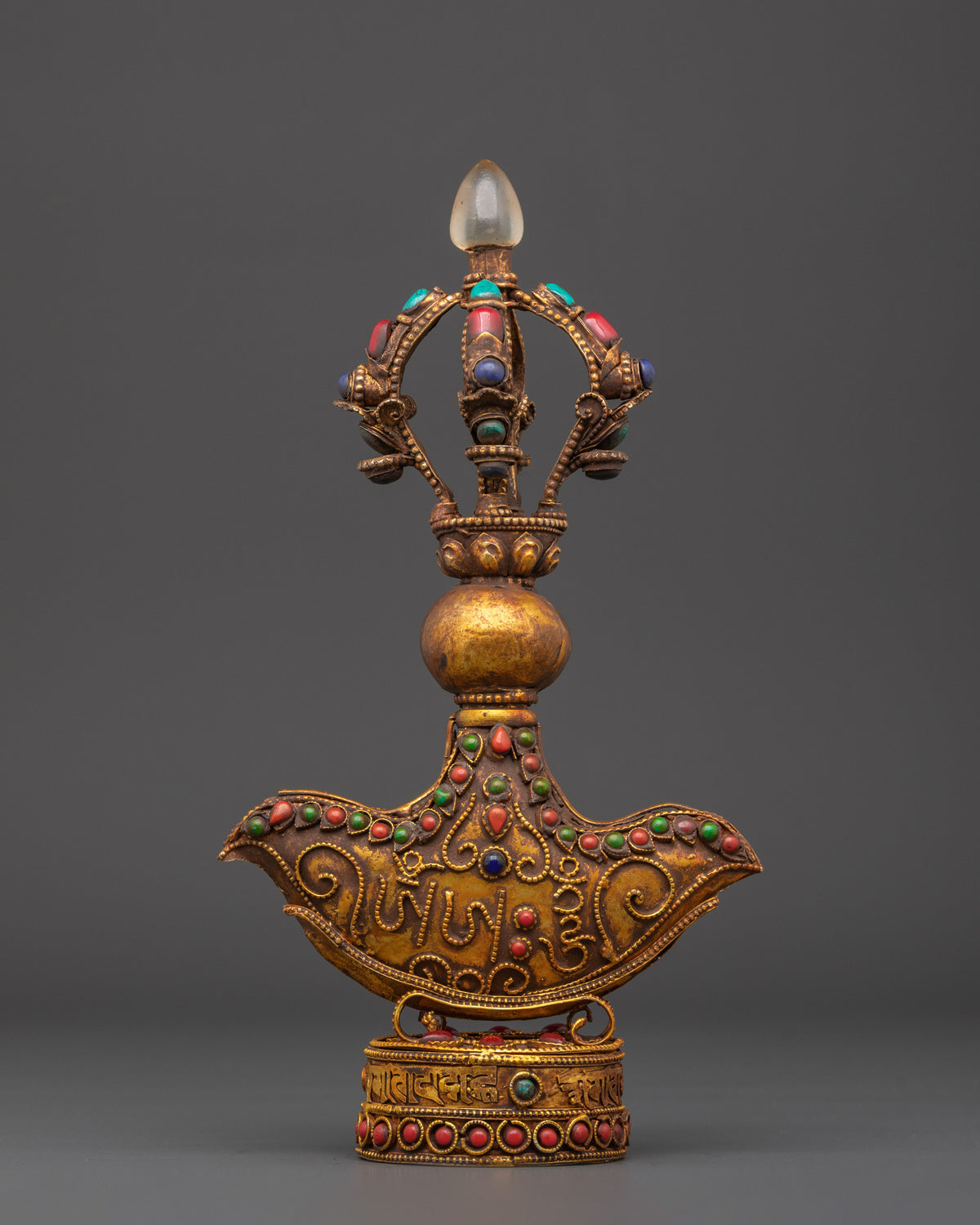 Handcrafted Kartika Ritual Knife | Spiritual Tibetan Altar Decor with Colorful Gems