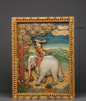 Handcrafted Elephant Design Wall Hanging | Unique Wooden Frame