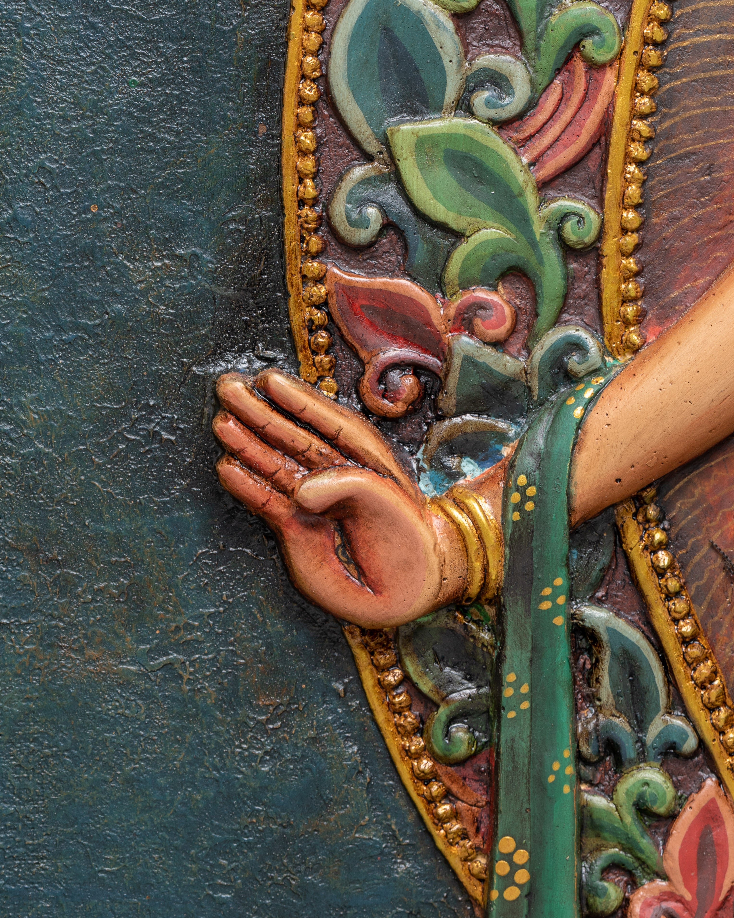 Tara Goddess Wall Hanging Relief Art | Handcrafted Tibetan Wooden Frame Decor