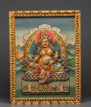 Tibetan Dzambhala Relief Art Wall Hanging | Spiritual Wealth & Prosperity Wall Art