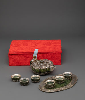 Handcrafted Tibetan Teapot and Offering Bowl Set