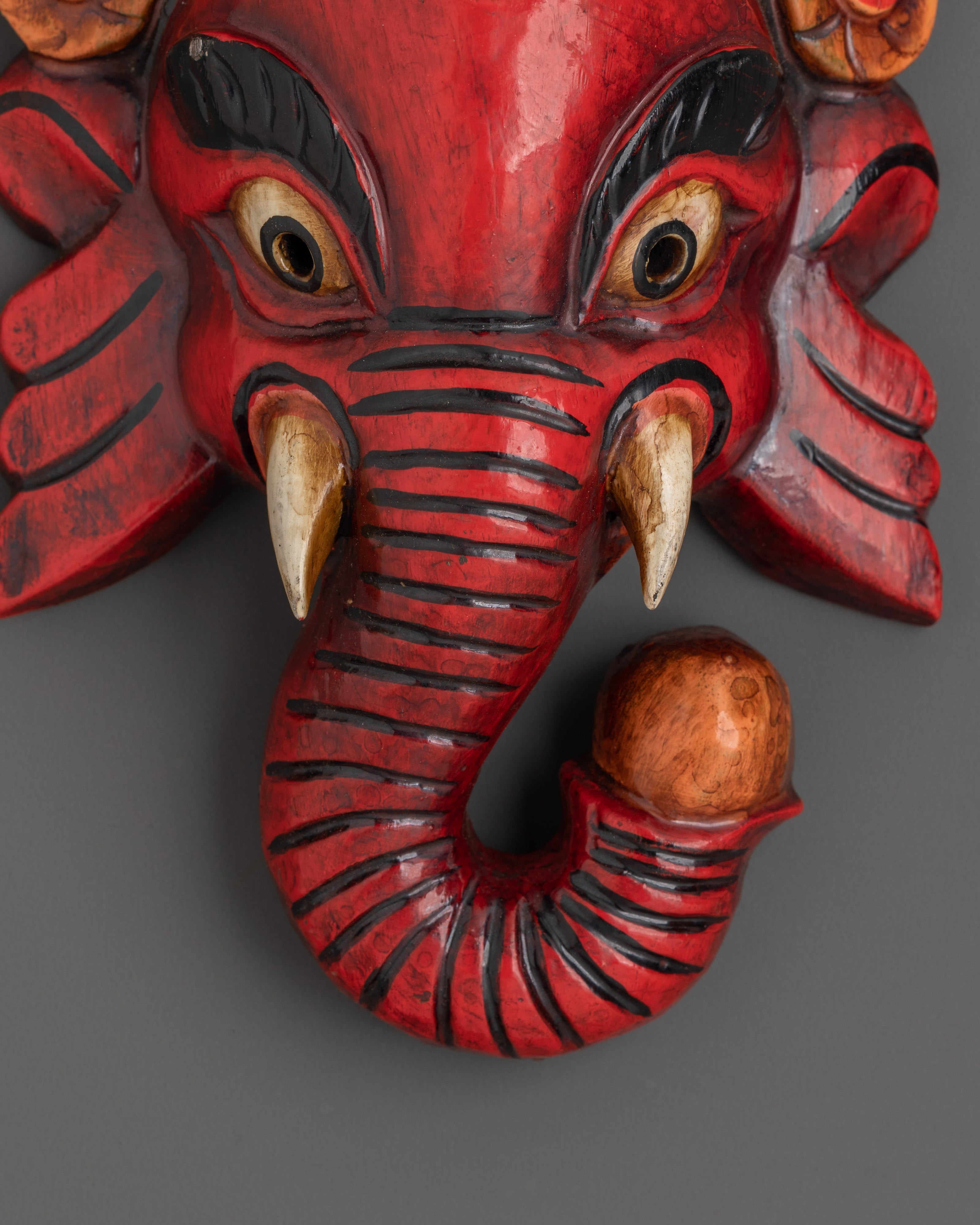 Handcrafted Ganesh Head Wall Hanging in Carved Wood | Boho or Spiritual Spaces