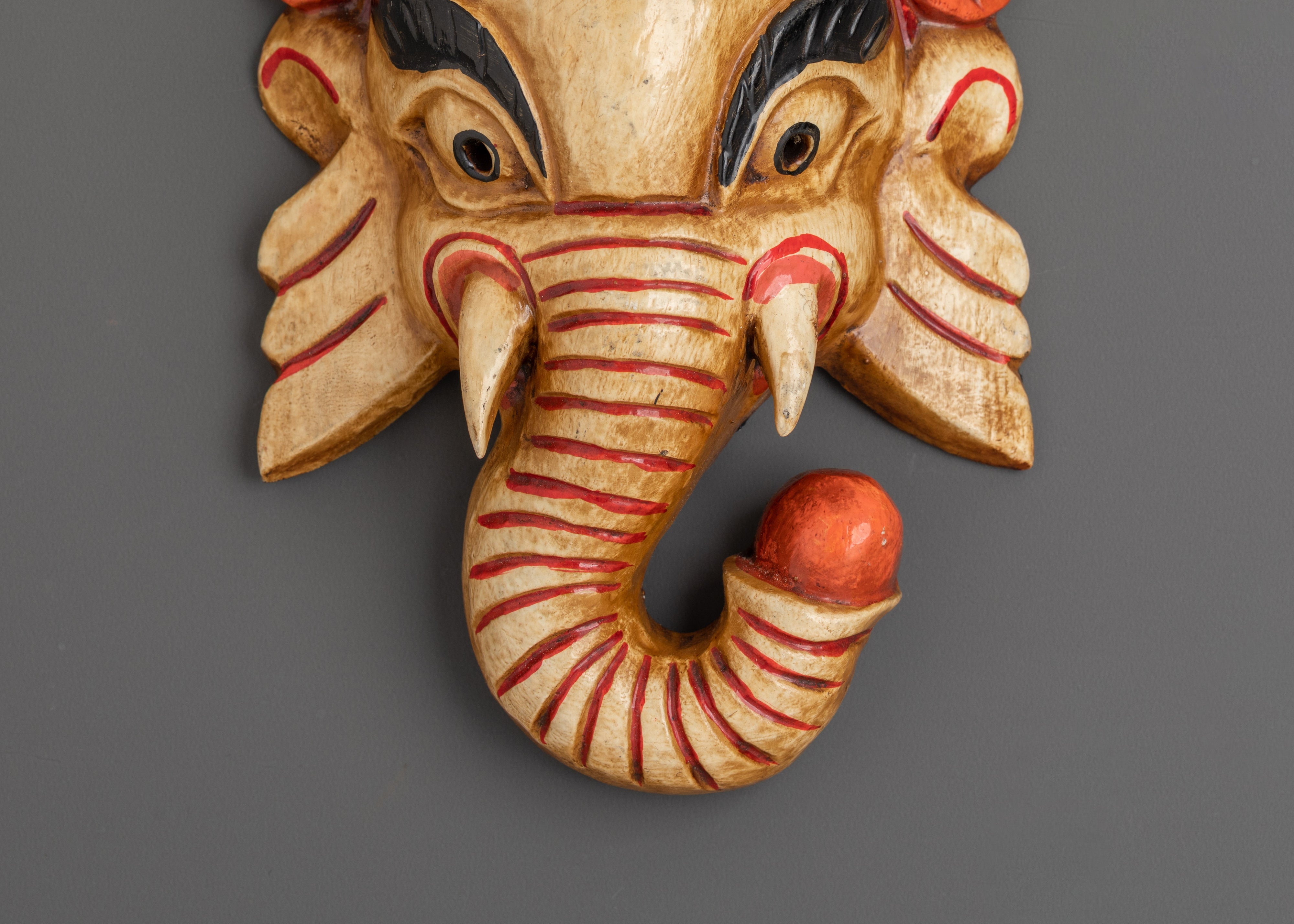 Handcrafted Ganesha Wall Mask in Wood | Ganesh Home Blessing
