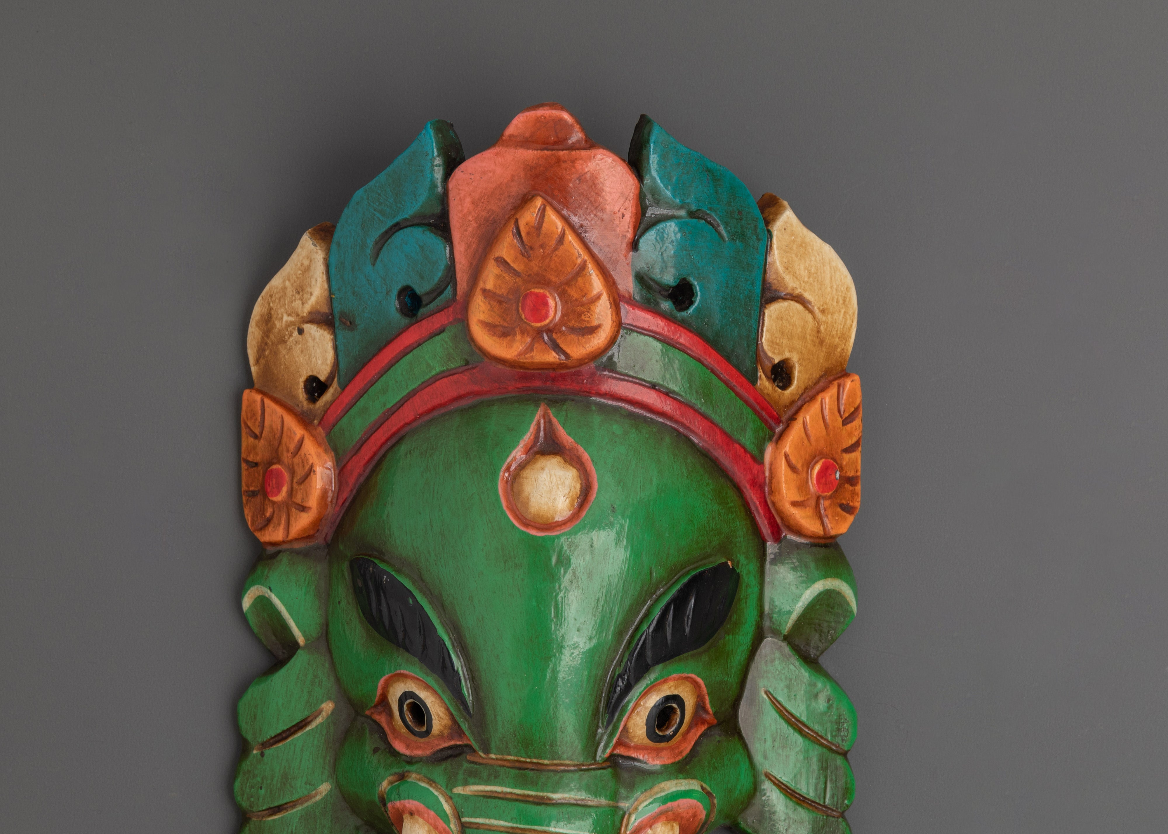 Wooden Ganesh Mask Wall Hanging | Elephant Deity Home Decor