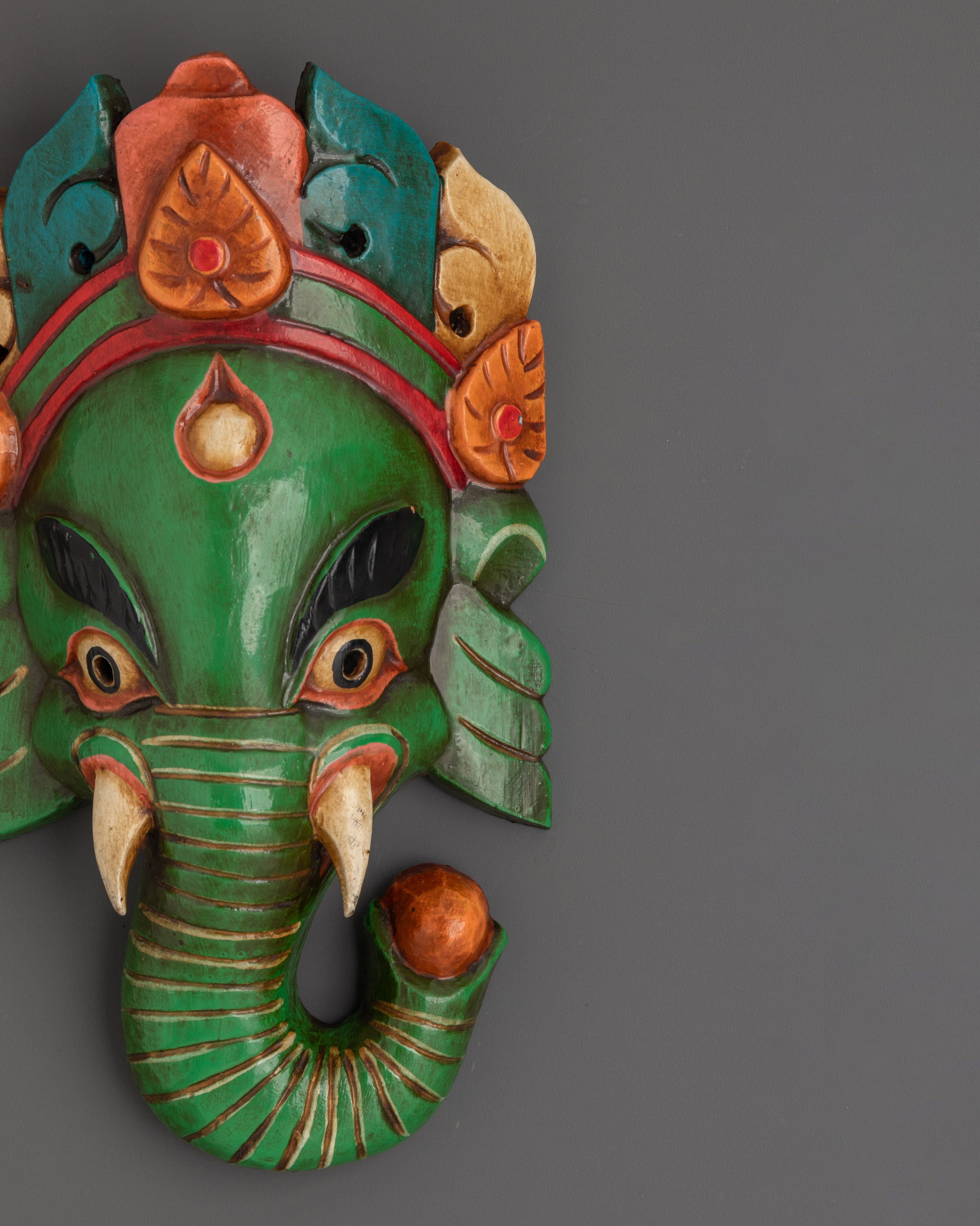 Wooden Ganesh Mask Wall Hanging | Elephant Deity Home Decor