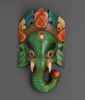 Wooden Ganesh mask wall hanging 