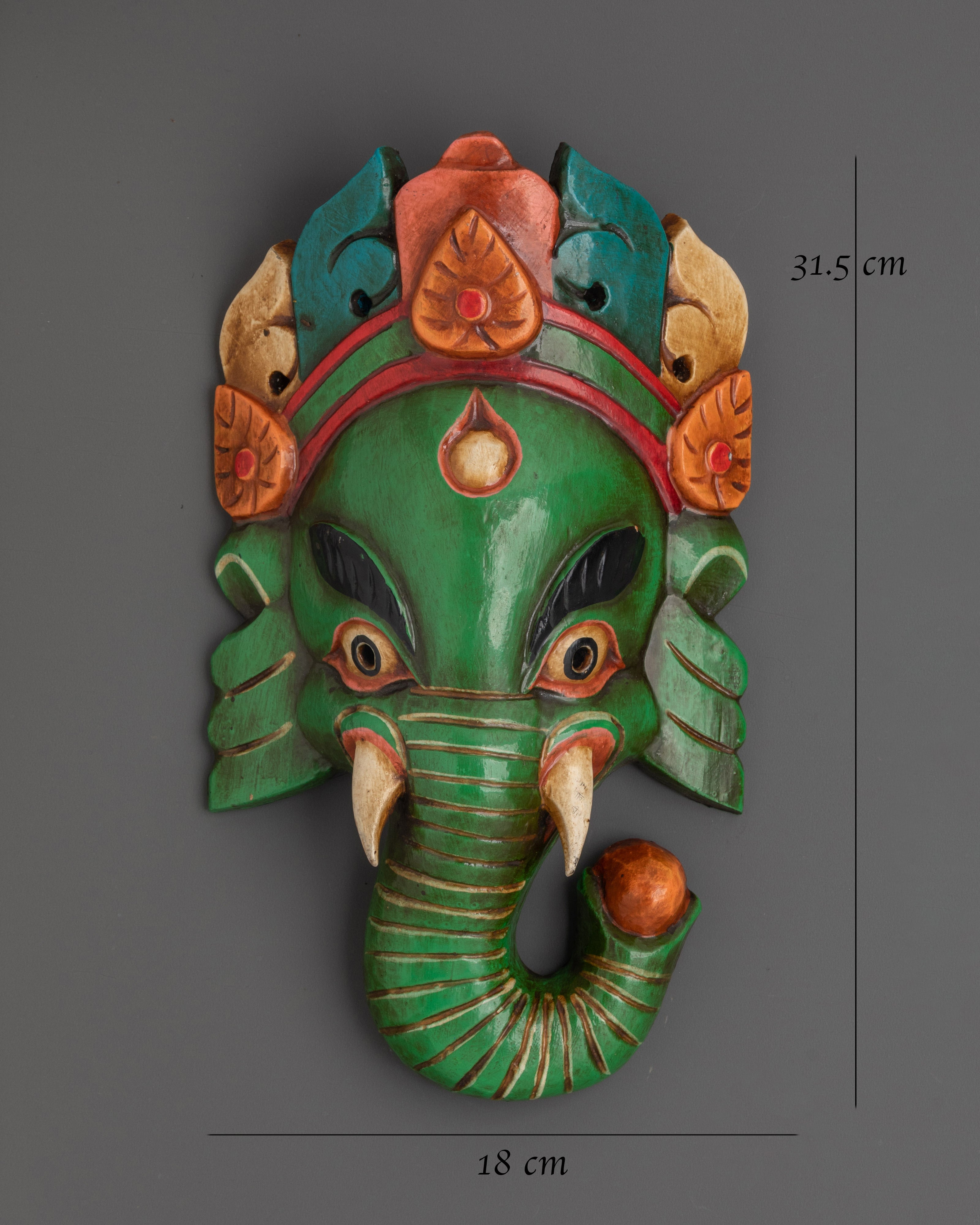 Wooden Ganesh Mask Wall Hanging | Elephant Deity Home Decor