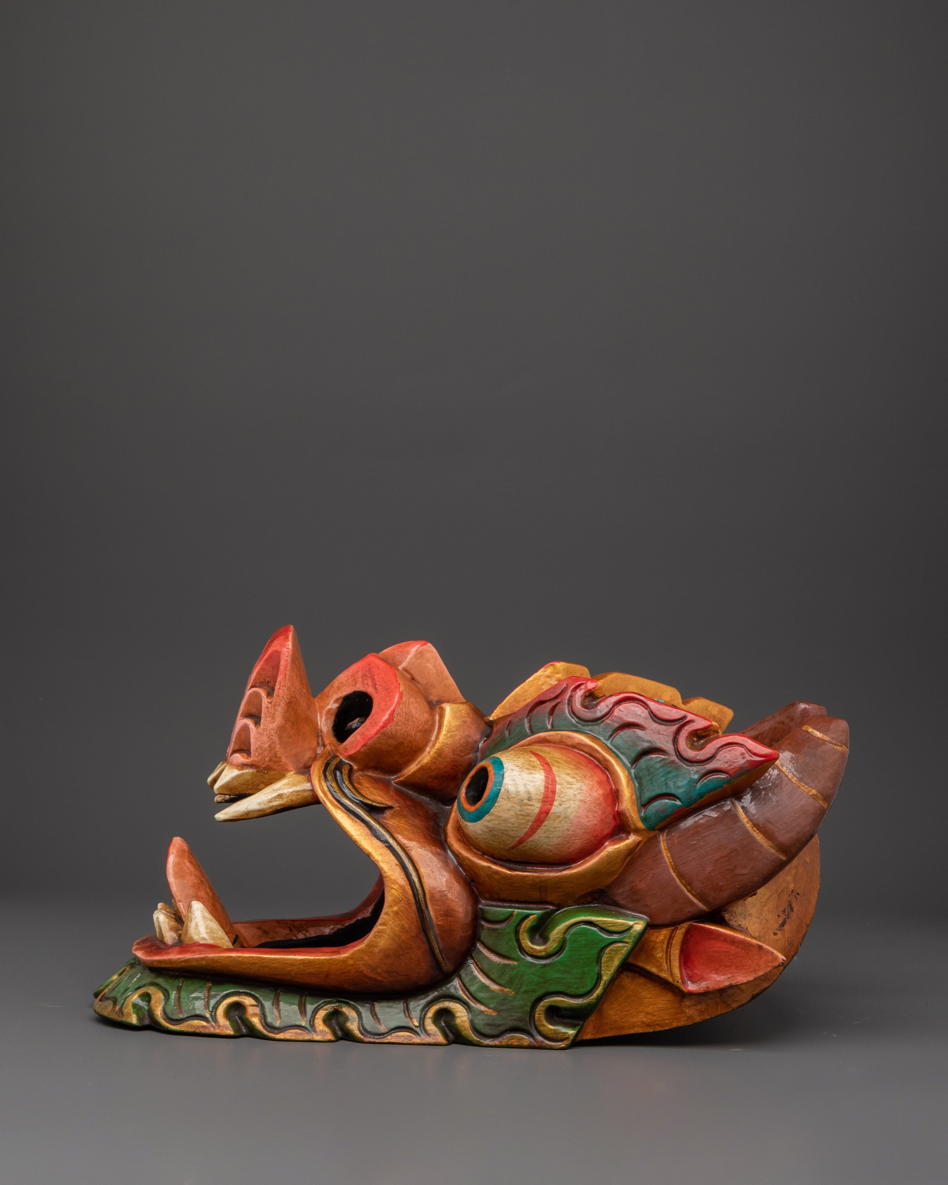 Dragon Head Mask | Tibetan Wooden Wall Decor