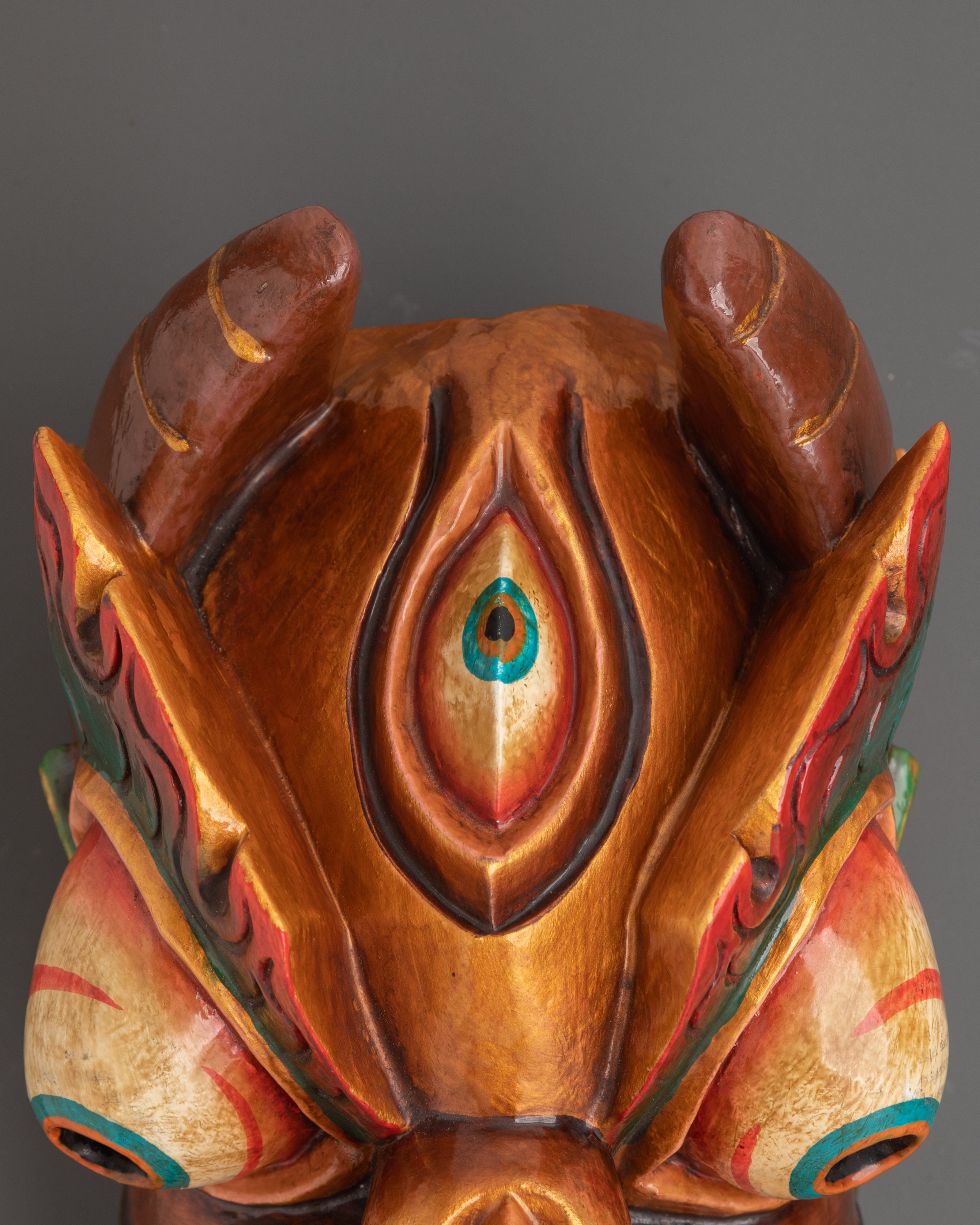 Dragon Head Mask | Tibetan Wooden Wall Decor