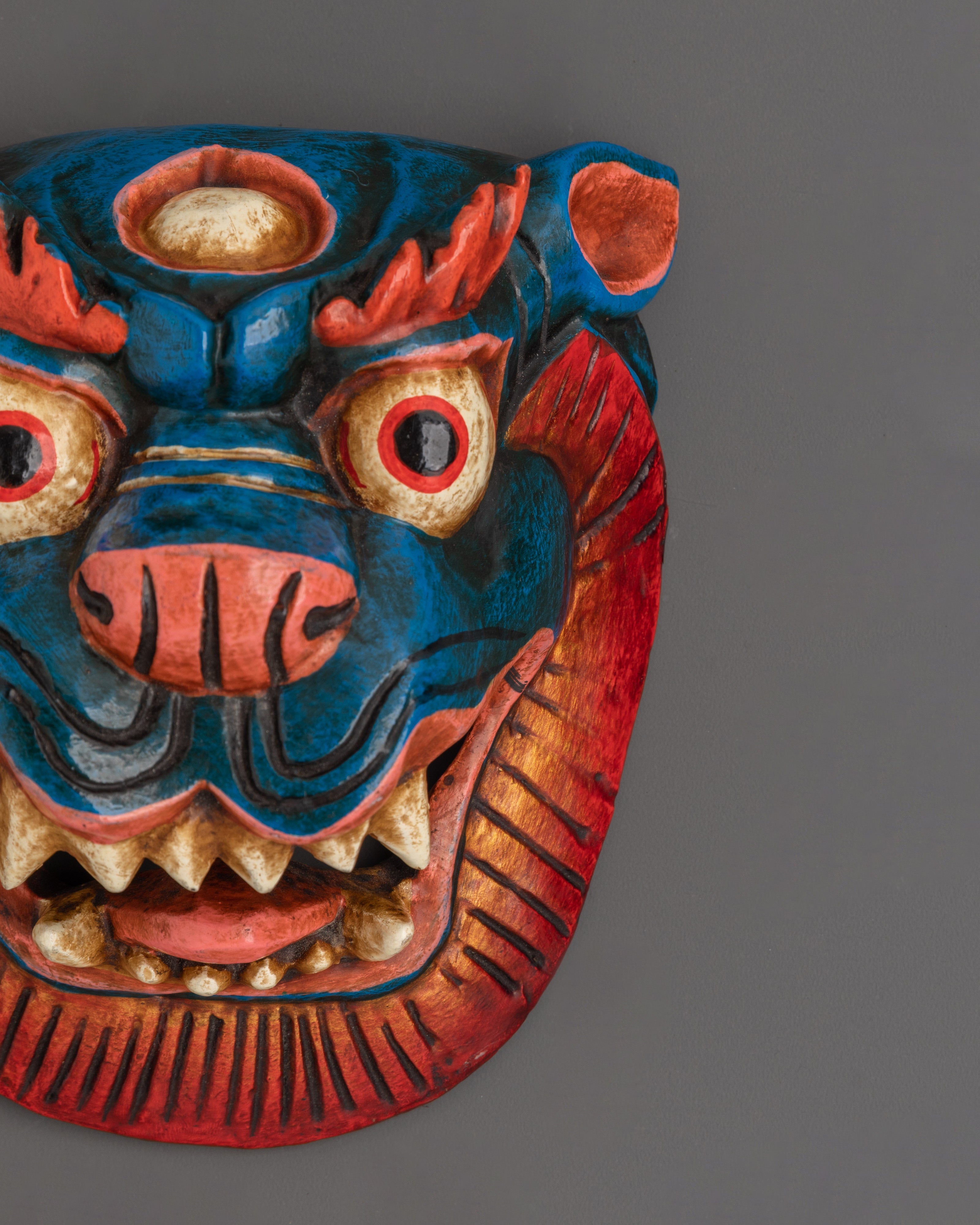 Snow Lion Wall Art | Handcrafted Tibetan Wooden Decor