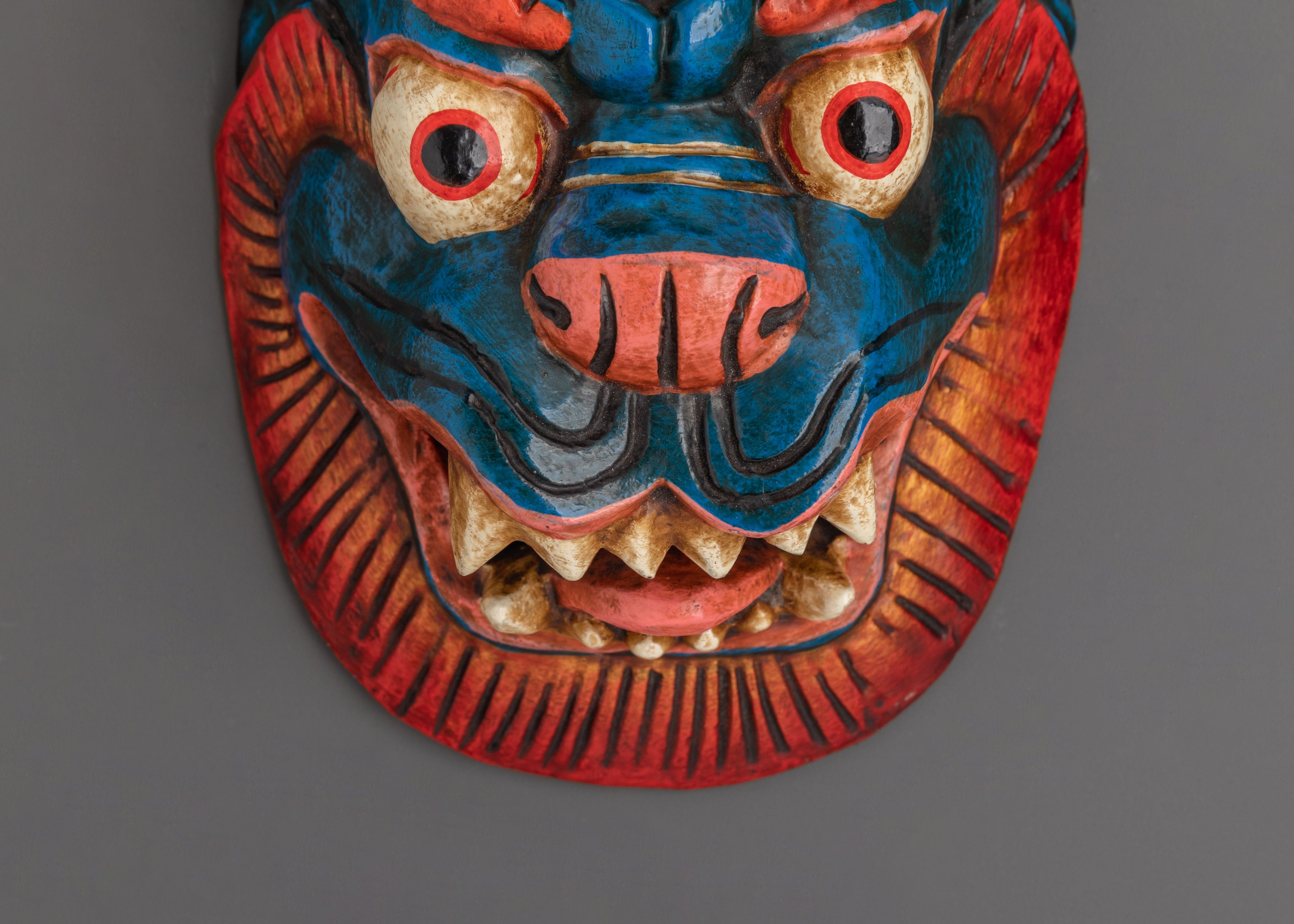 Snow Lion Wall Art | Handcrafted Tibetan Wooden Decor