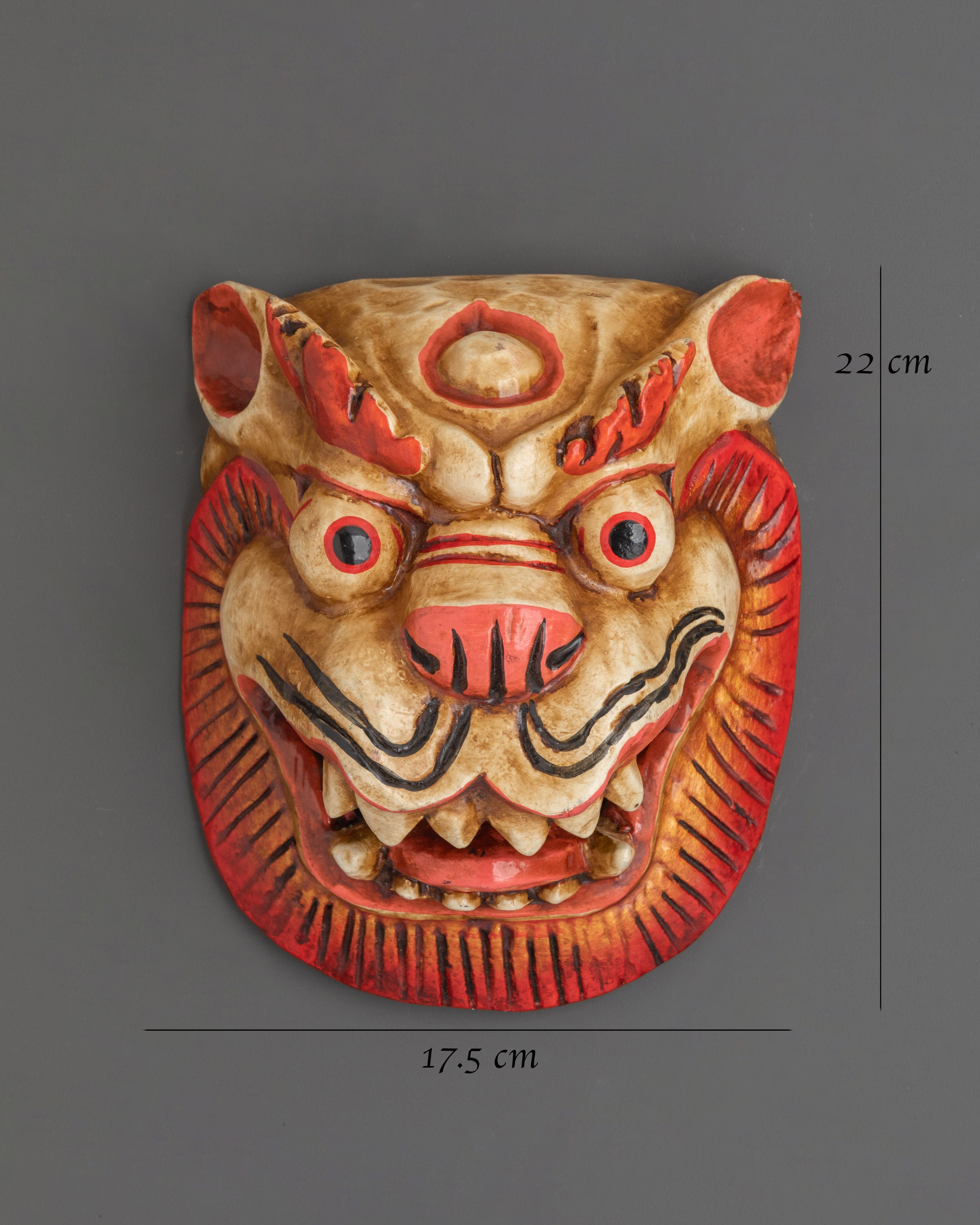 Wooden Snow Lion Wall Art | Handcrafted Tibetan Decor
