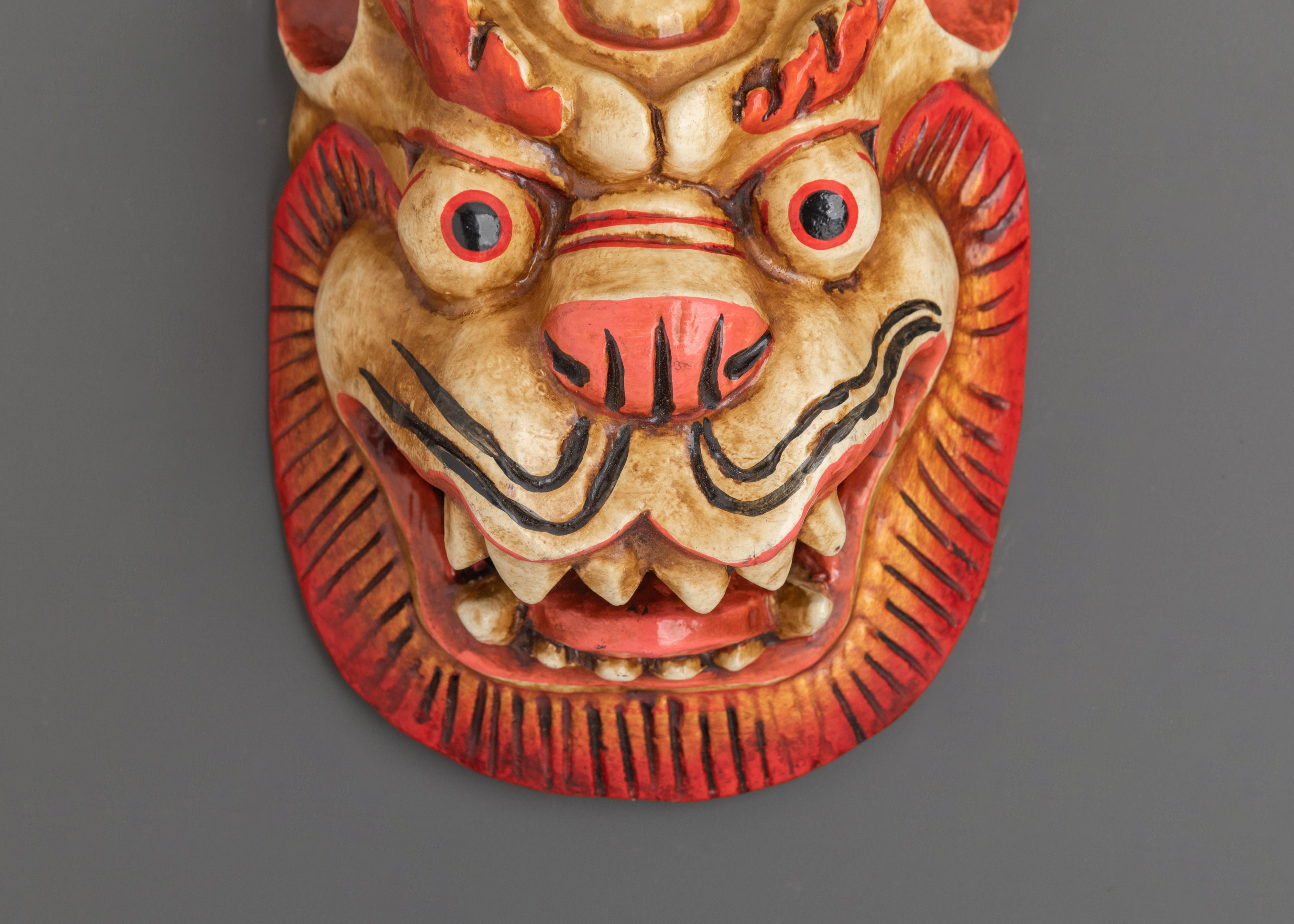 Wooden Snow Lion Wall Art | Handcrafted Tibetan Decor