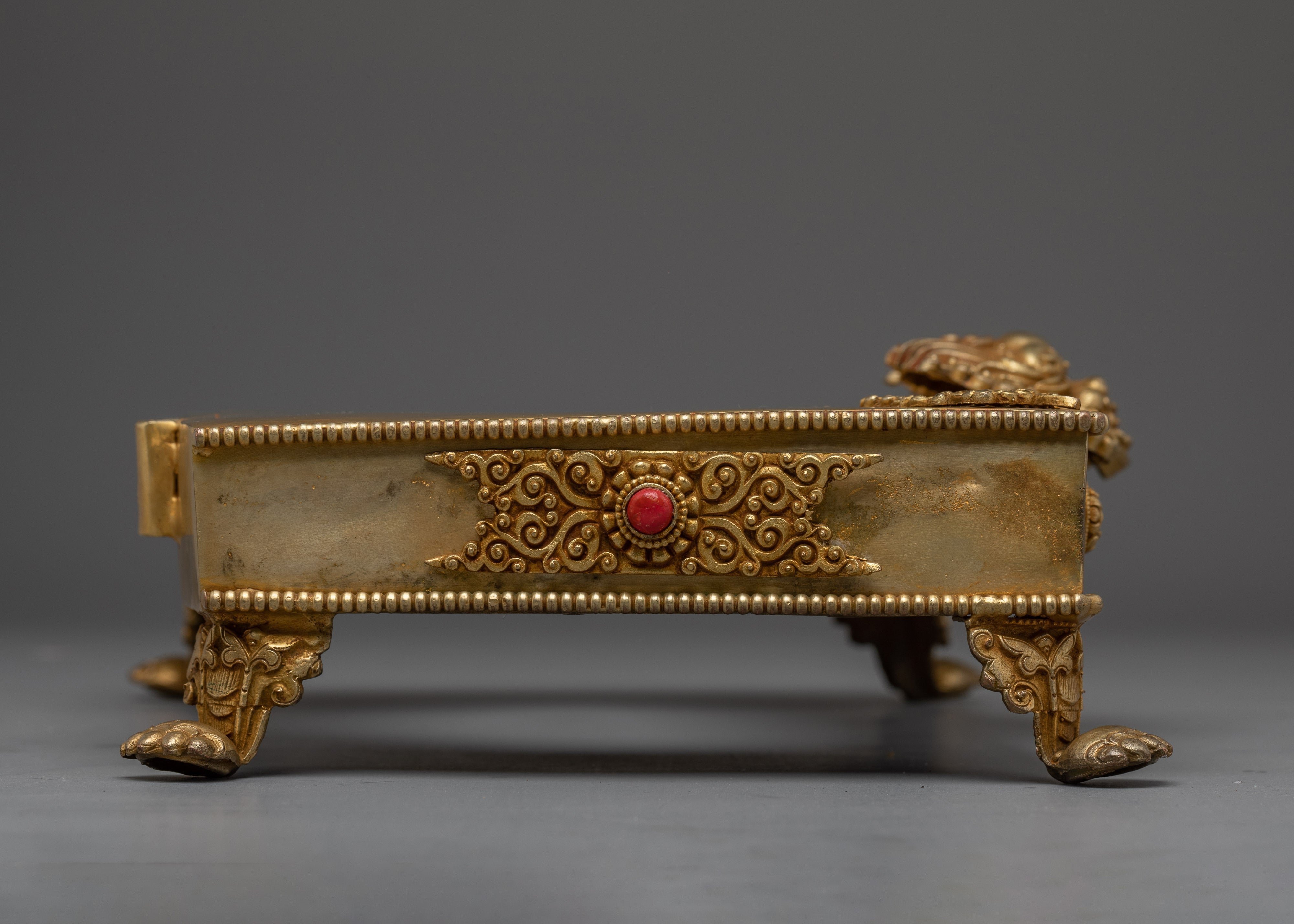 Traditional Gold-Plated, Copper Throne | Sacred Ritual Throne for Shrine