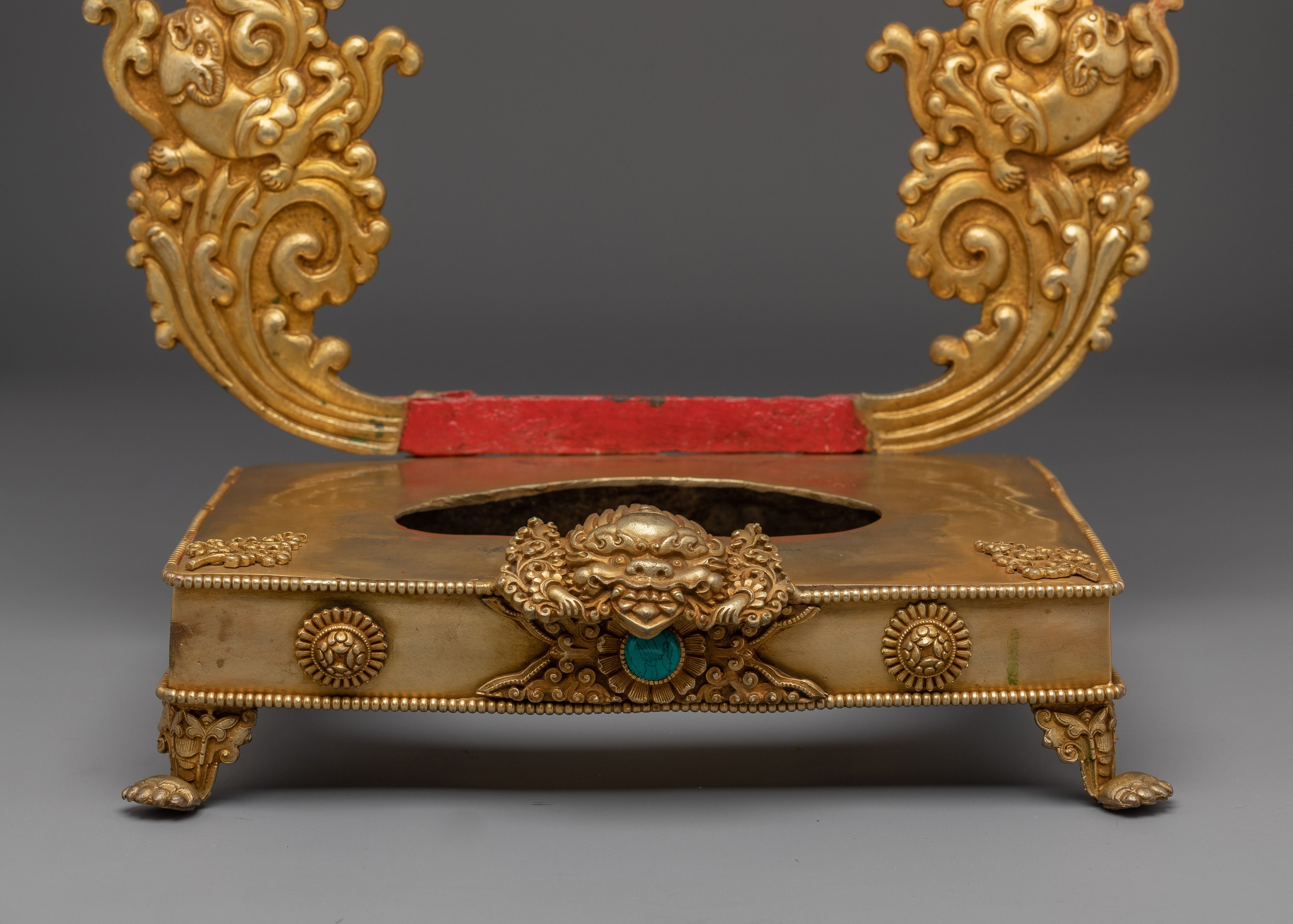 Traditional Gold-Plated, Copper Throne | Sacred Ritual Throne for Shrine