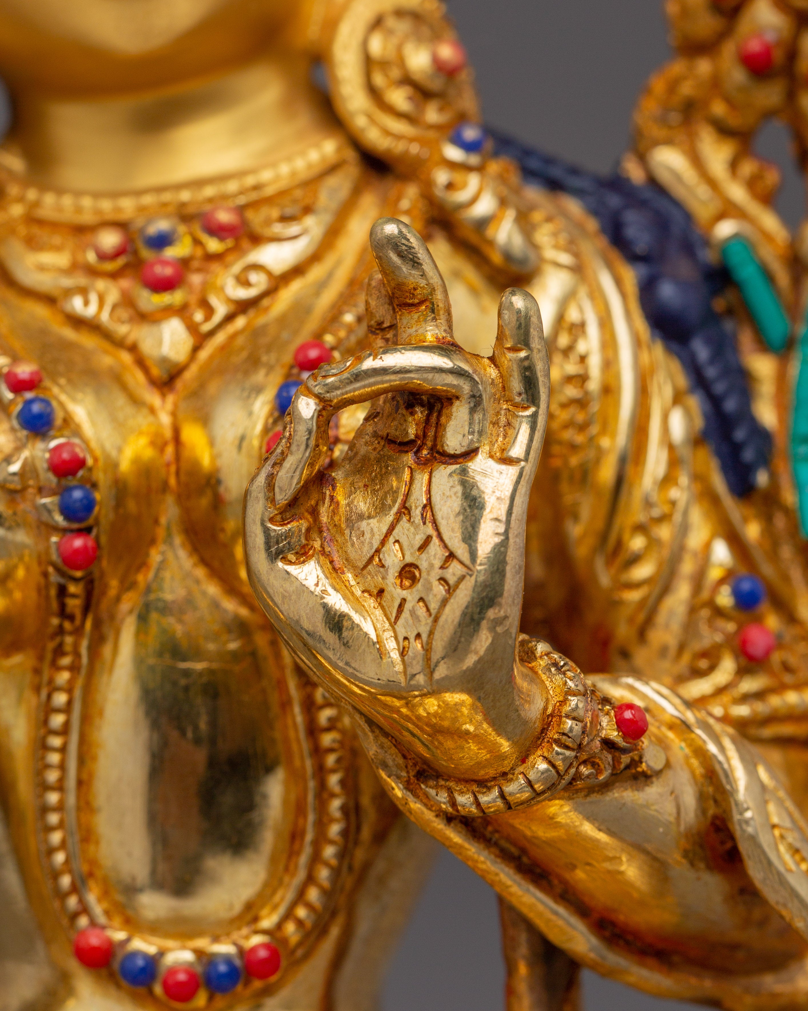 Handmade Shyama Tara Copper Sculpture | Tibetan Gold Plated Mother Tara Figurine
