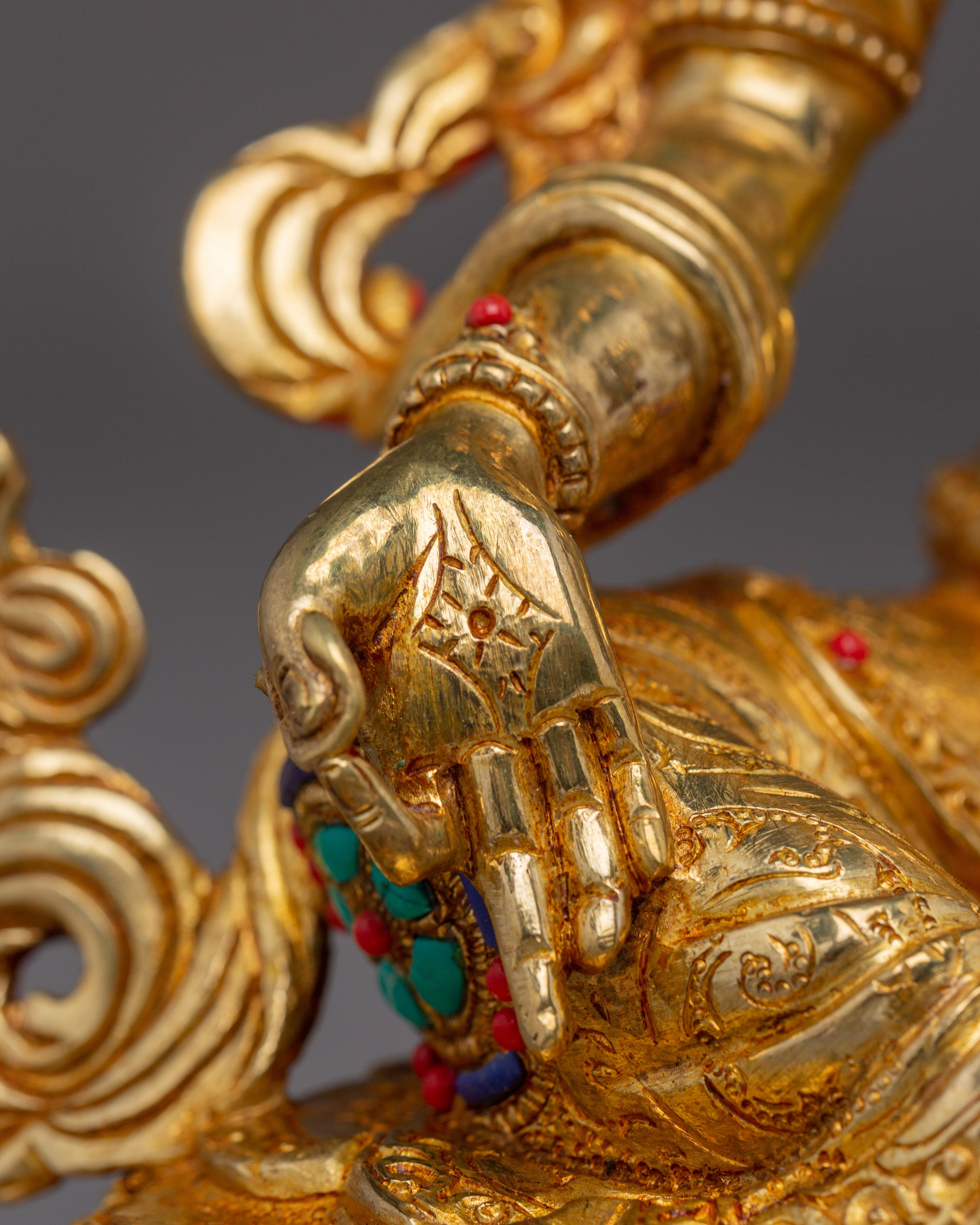 Handmade Shyama Tara Copper Sculpture | Tibetan Gold Plated Mother Tara Figurine
