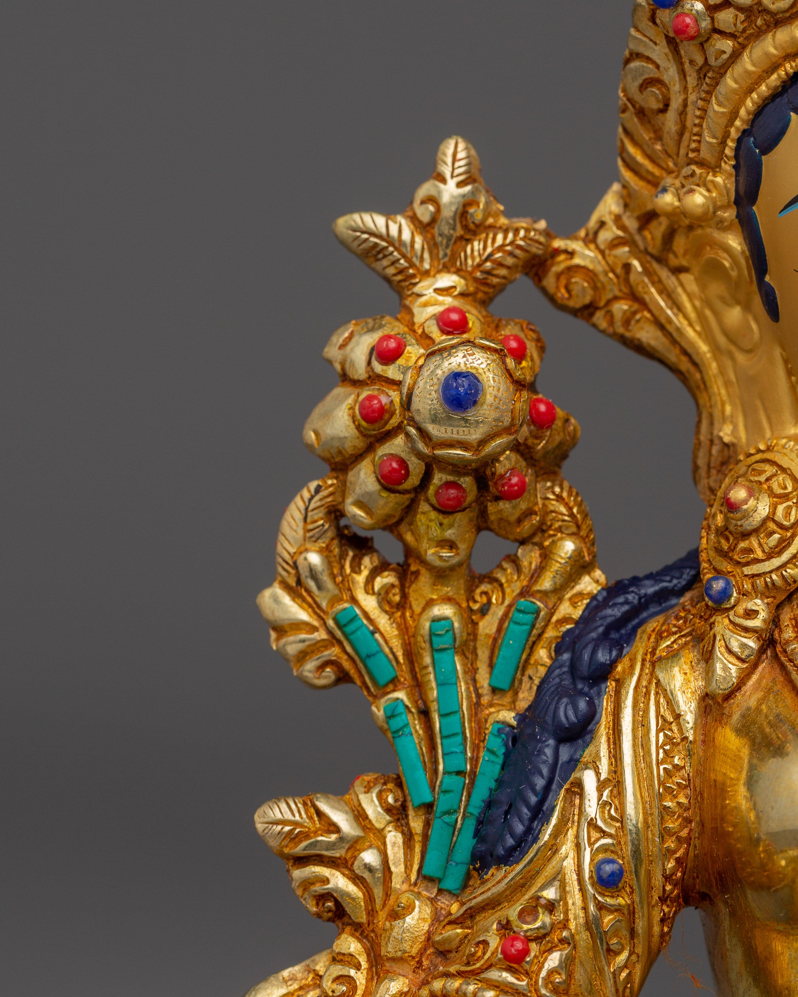 Handmade Shyama Tara Copper Sculpture | Tibetan Gold Plated Mother Tara Figurine