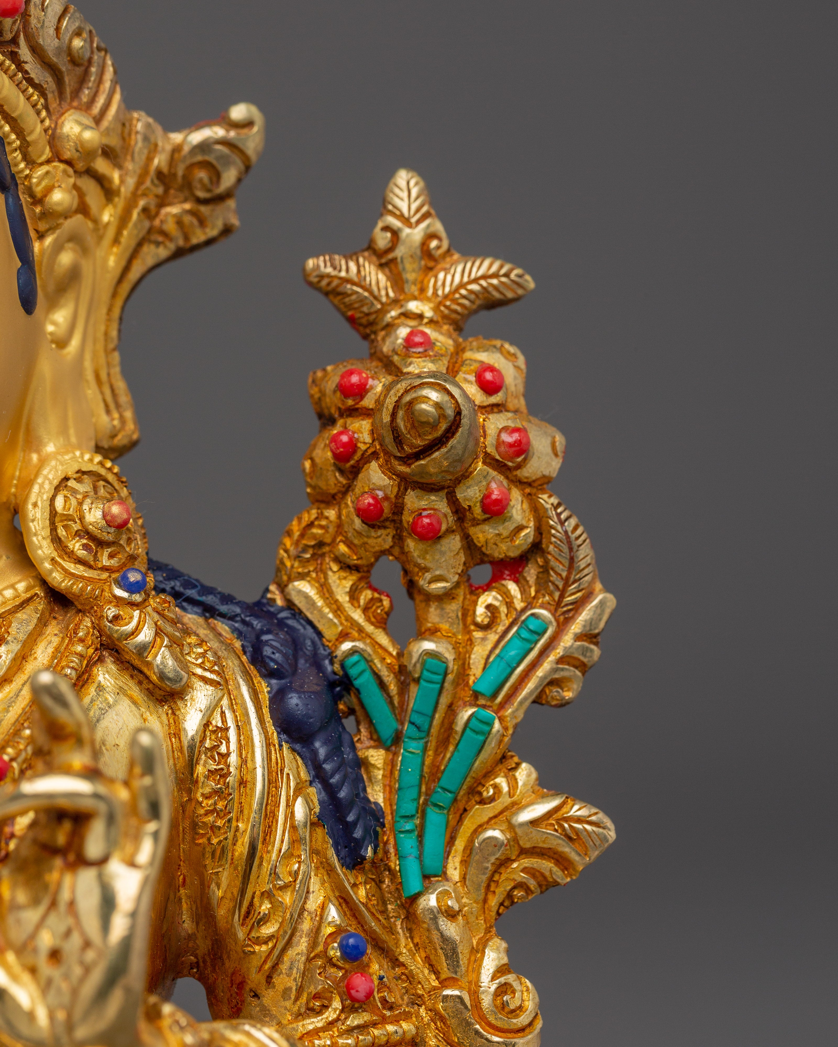 Handmade Shyama Tara Copper Sculpture | Tibetan Gold Plated Mother Tara Figurine