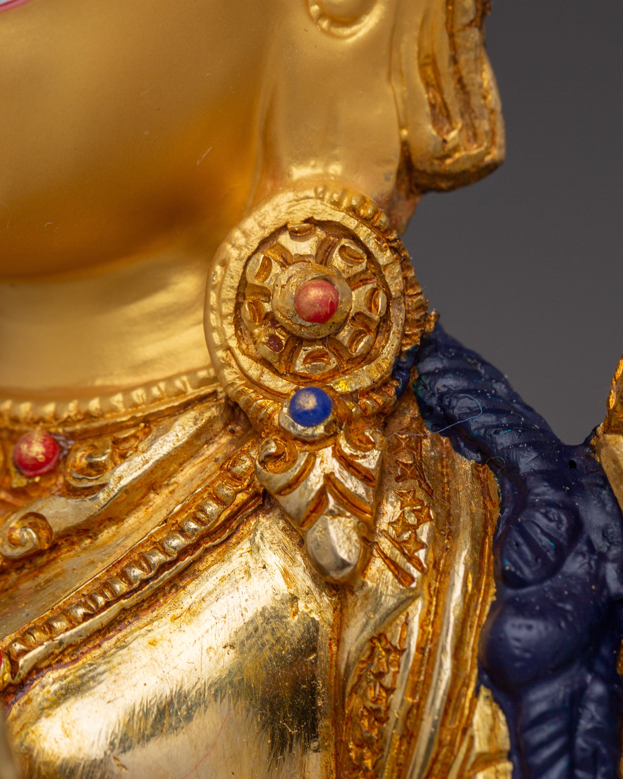 Handmade Shyama Tara Copper Sculpture | Tibetan Gold Plated Mother Tara Figurine