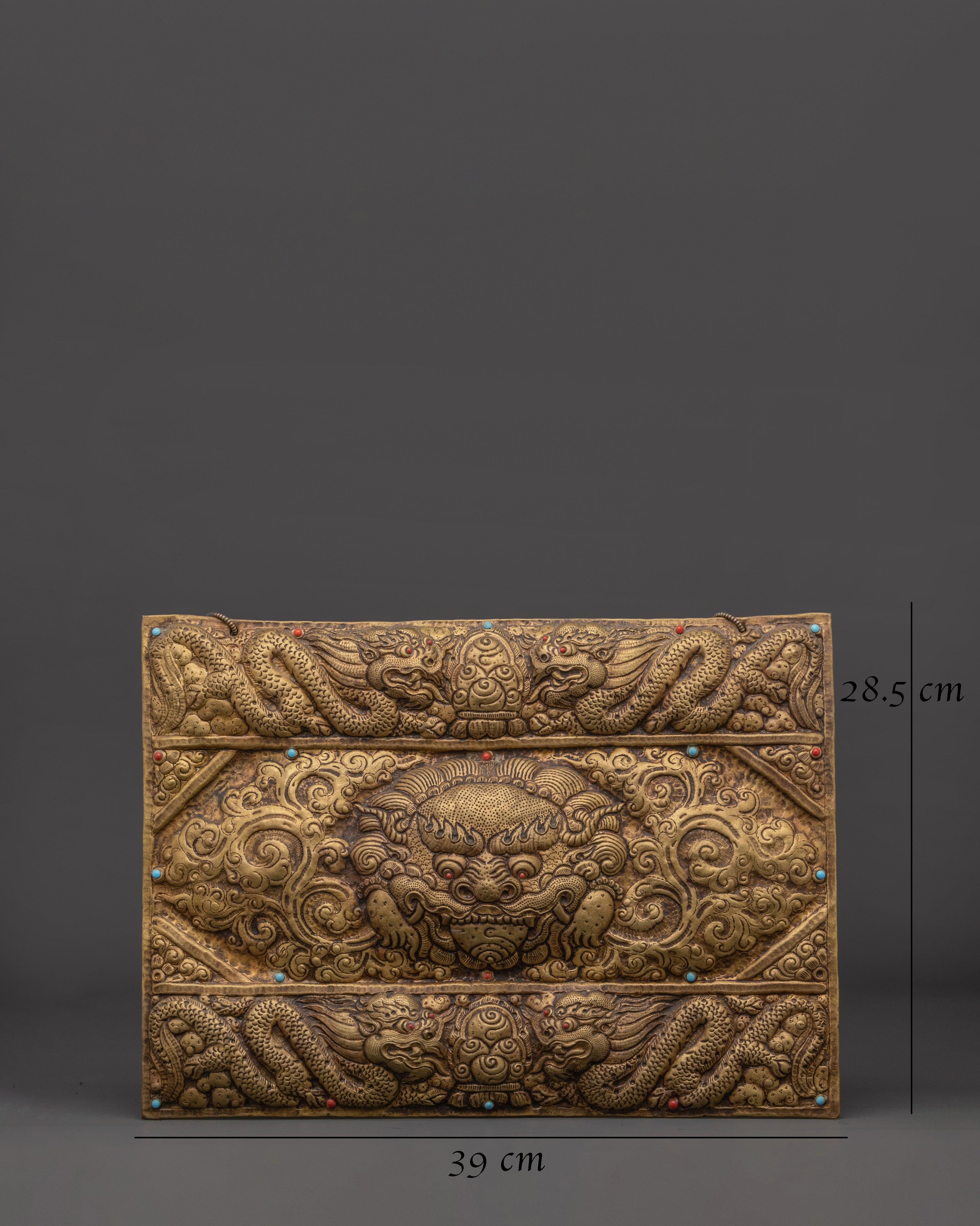 Sacred Tibetan Dragon Wall Hanging | Brass Buddhist Home Decor