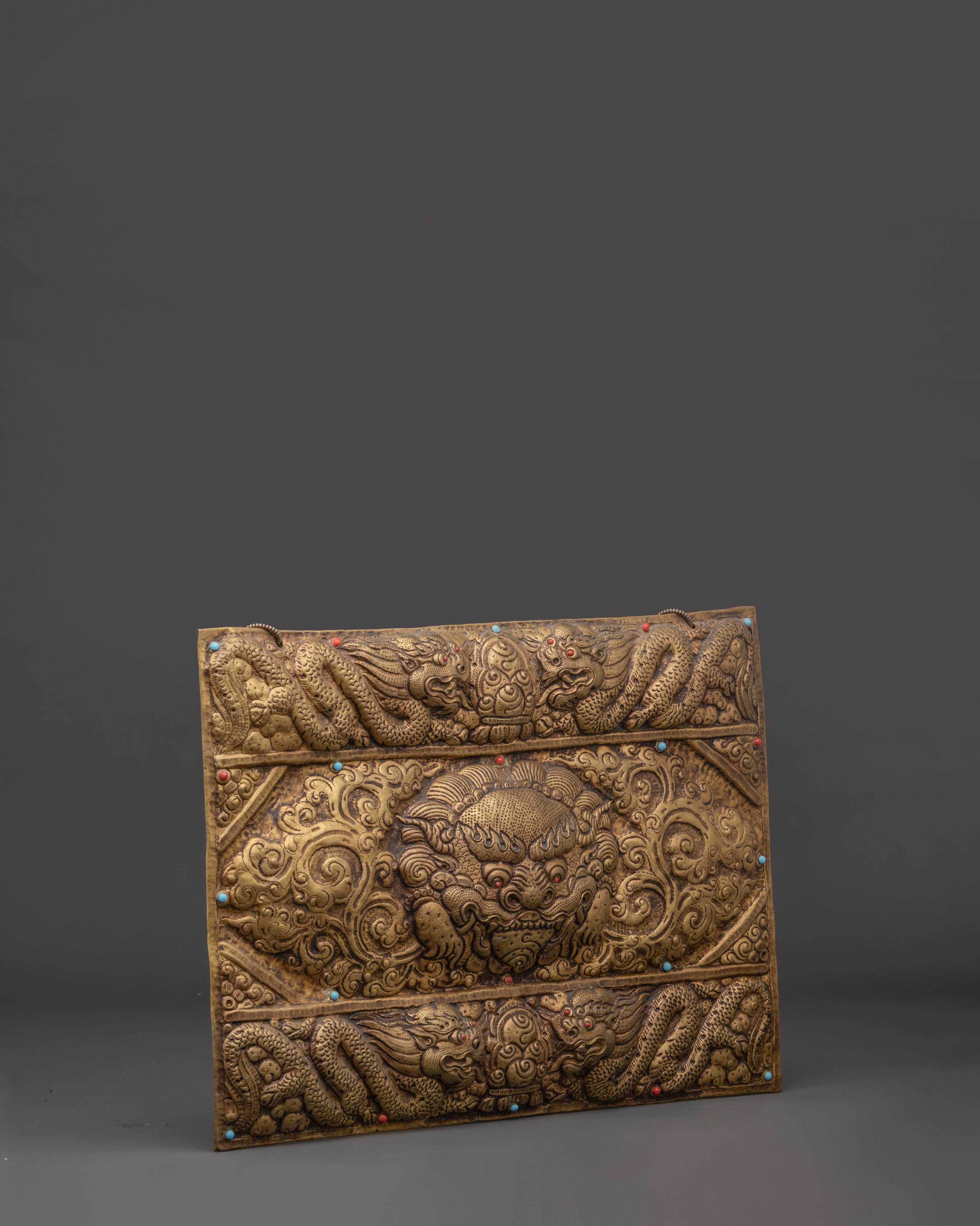 Sacred Tibetan Dragon Wall Hanging | Brass Buddhist Home Decor